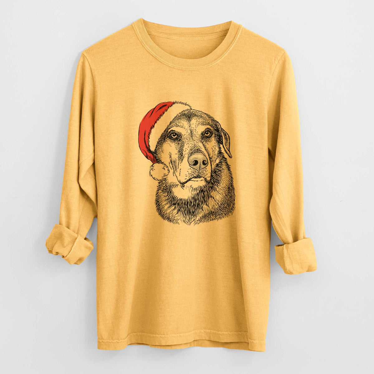 Santa Lobo the Shepherd Mix - Heavyweight 100% Cotton Long Sleeve