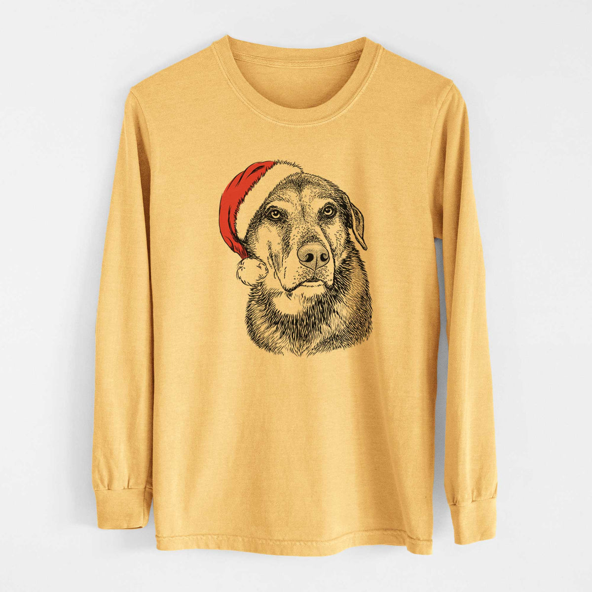 Santa Lobo the Shepherd Mix - Heavyweight 100% Cotton Long Sleeve