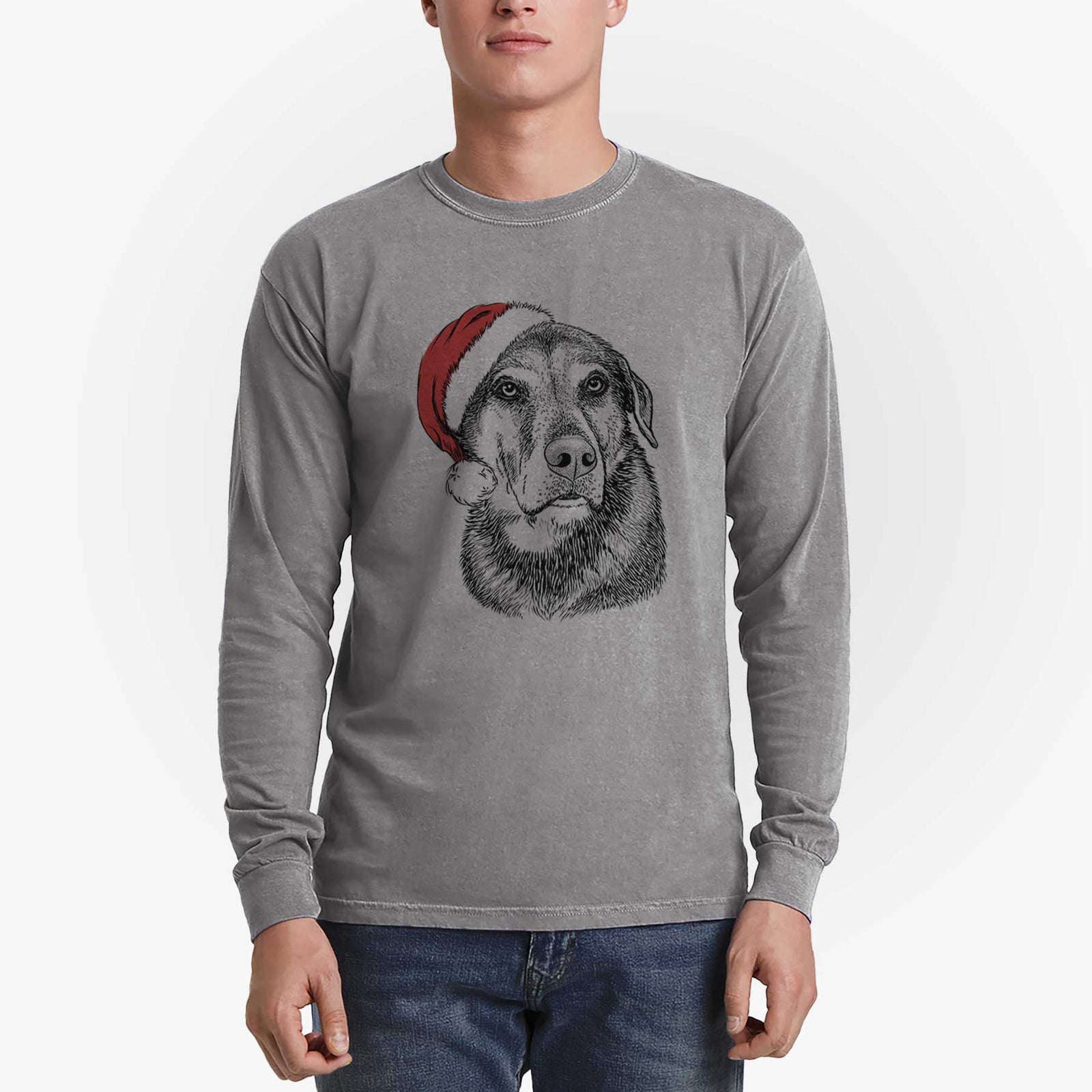 Santa Lobo the Shepherd Mix - Heavyweight 100% Cotton Long Sleeve