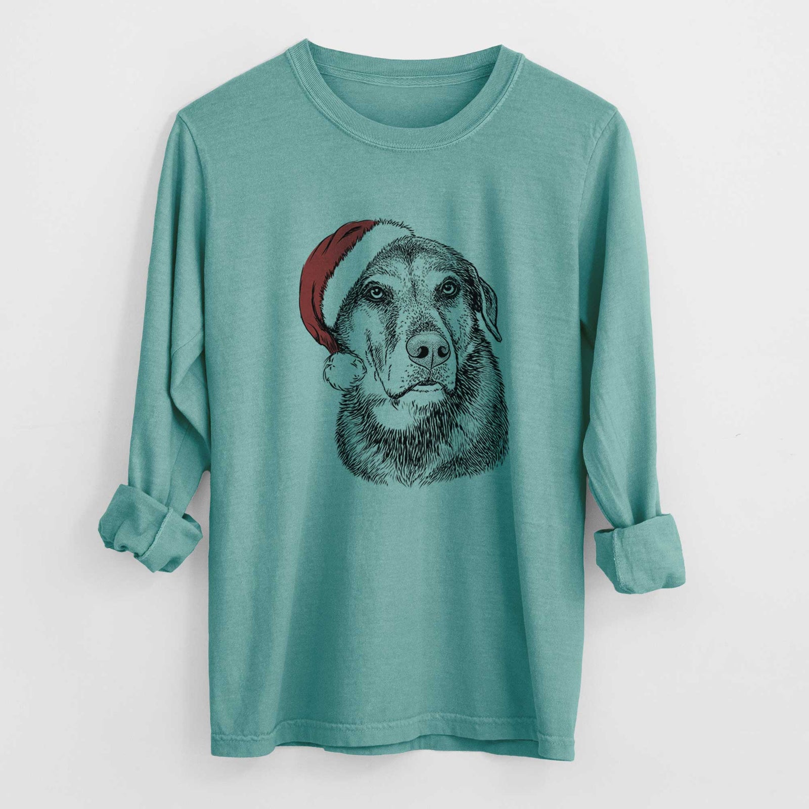 Santa Lobo the Shepherd Mix - Heavyweight 100% Cotton Long Sleeve