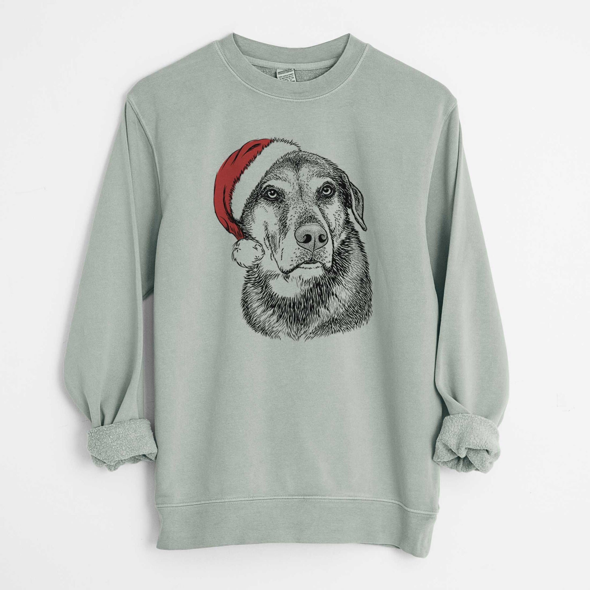 Santa Lobo the Shepherd Mix - Unisex Pigment Dyed Crew Sweatshirt