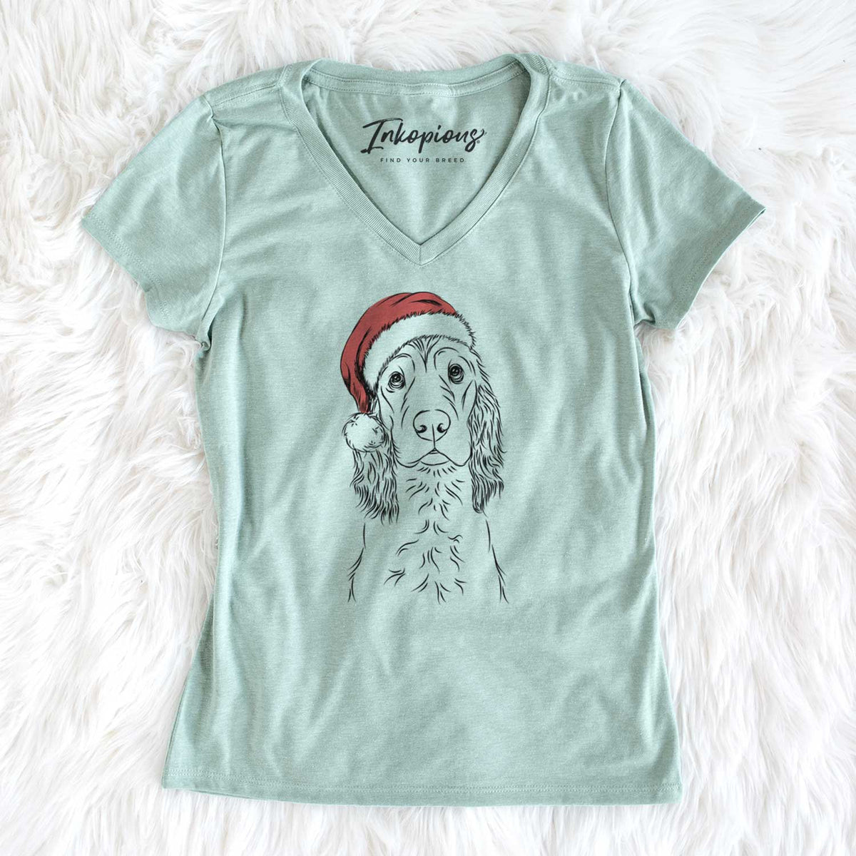 Santa Logan the Cocker Spaniel - Women's V-neck Shirt