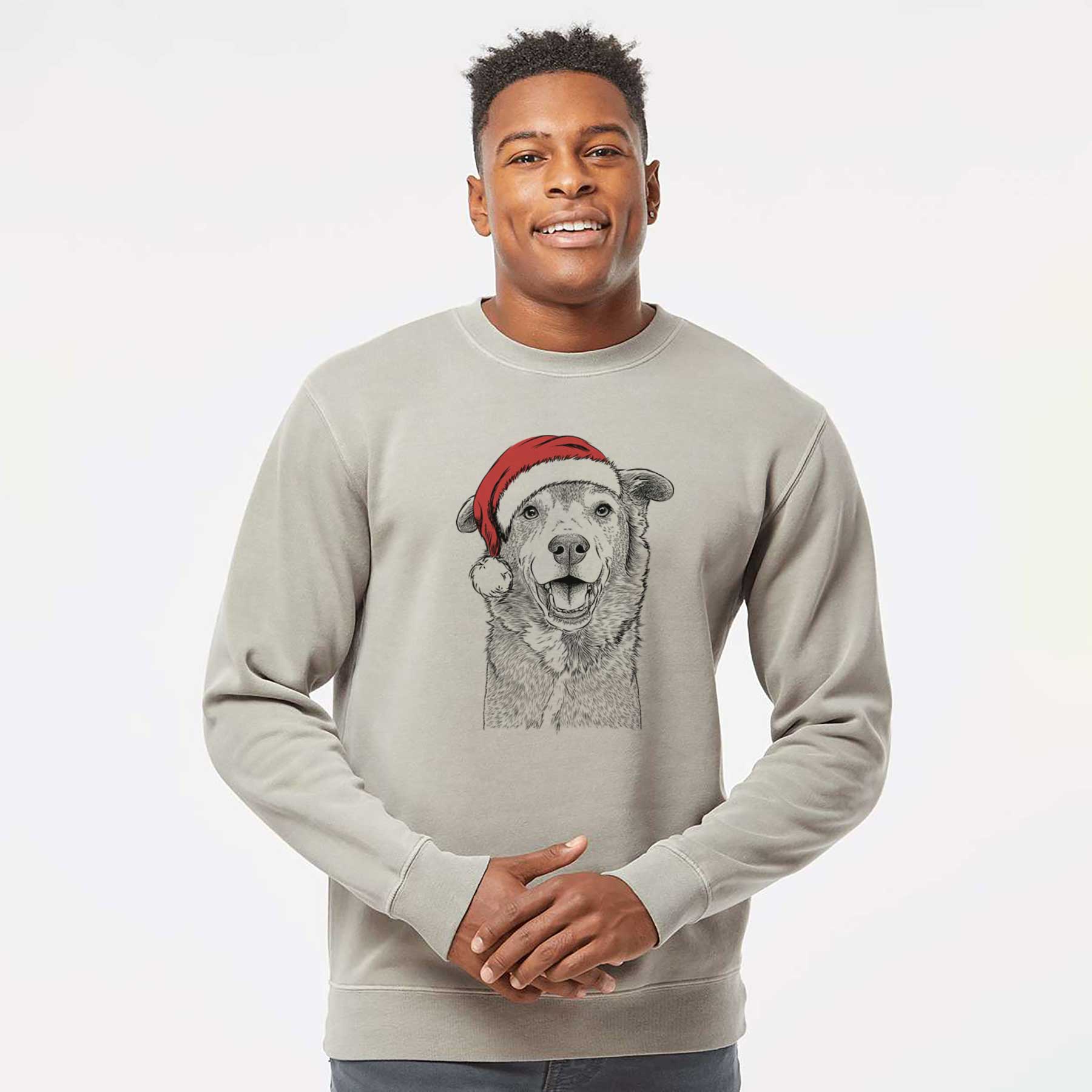 Santa Logan the Rescue Mutt - Unisex Pigment Dyed Crew Sweatshirt