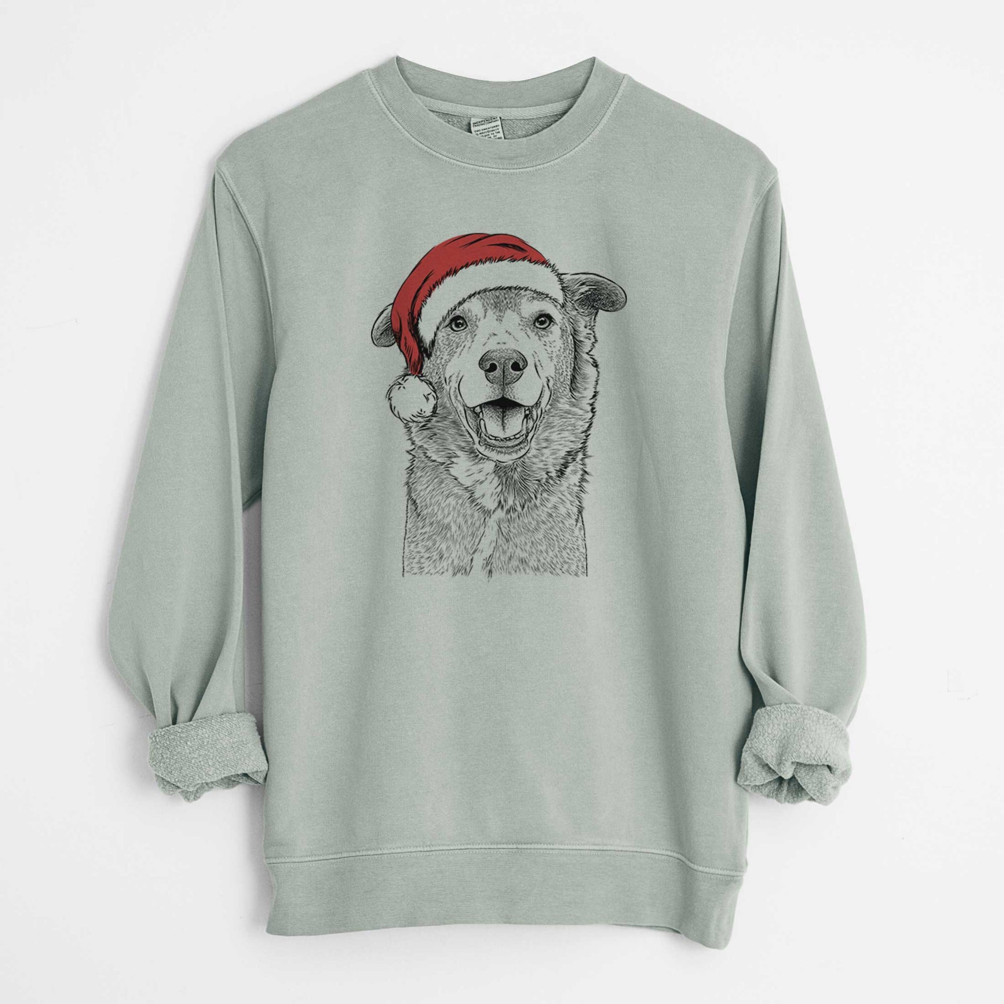 Santa Logan the Rescue Mutt - Unisex Pigment Dyed Crew Sweatshirt