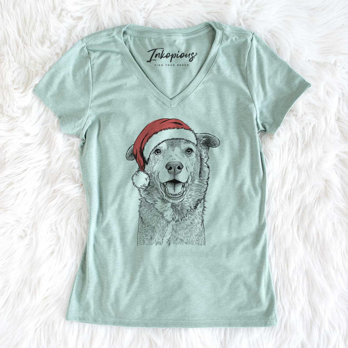 Santa Logan the Rescue Mutt - Women's V-neck Shirt