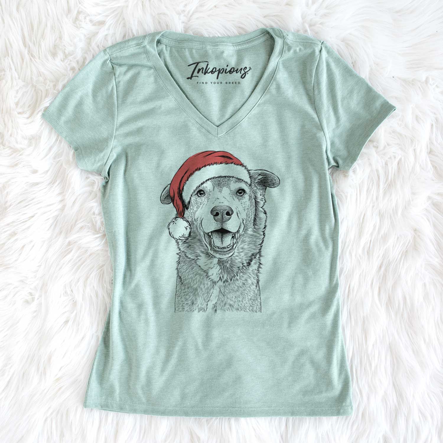Santa Logan the Rescue Mutt - Women's V-neck Shirt