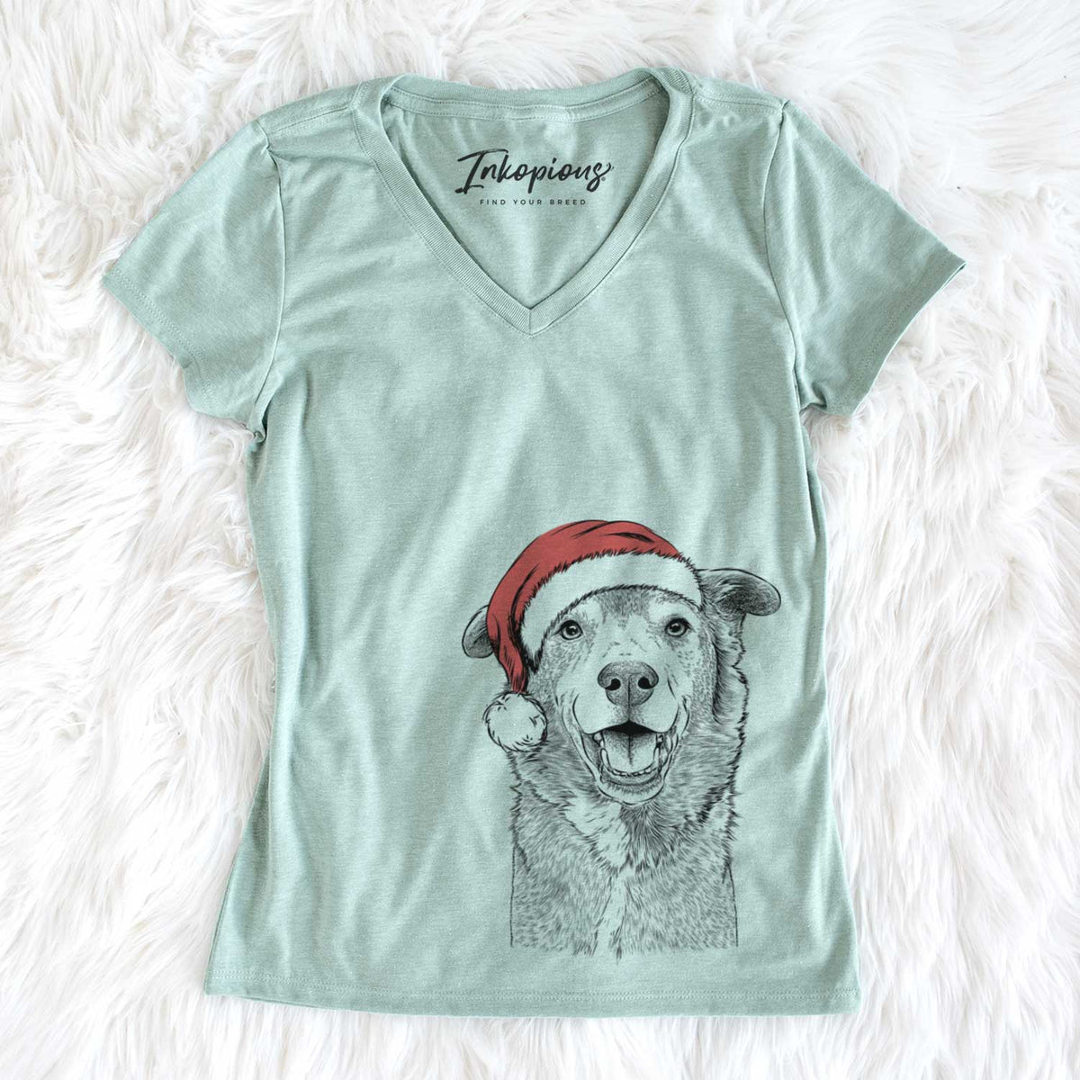 Santa Logan the Rescue Mutt - Women&#39;s V-neck Shirt