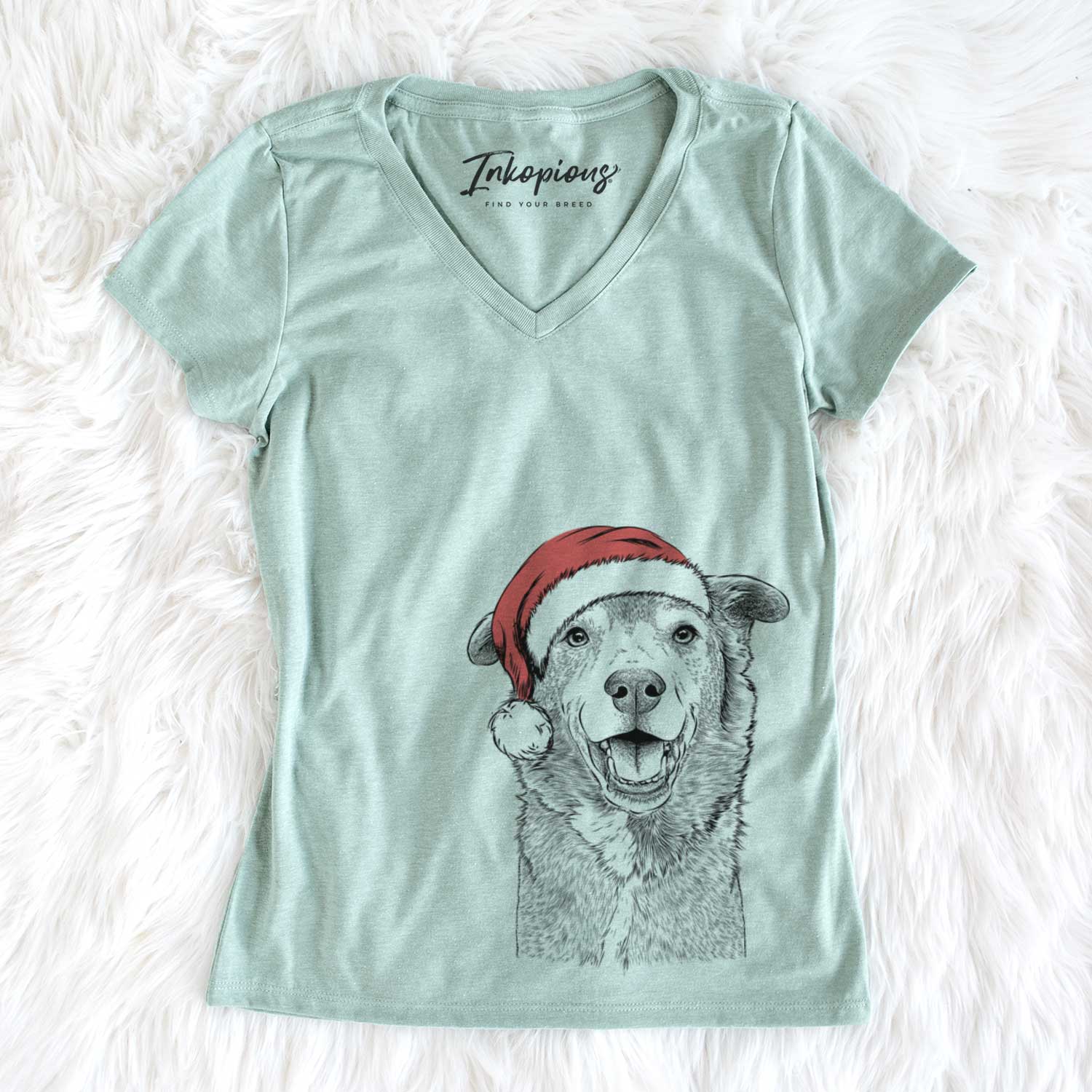 Santa Logan the Rescue Mutt - Women's V-neck Shirt