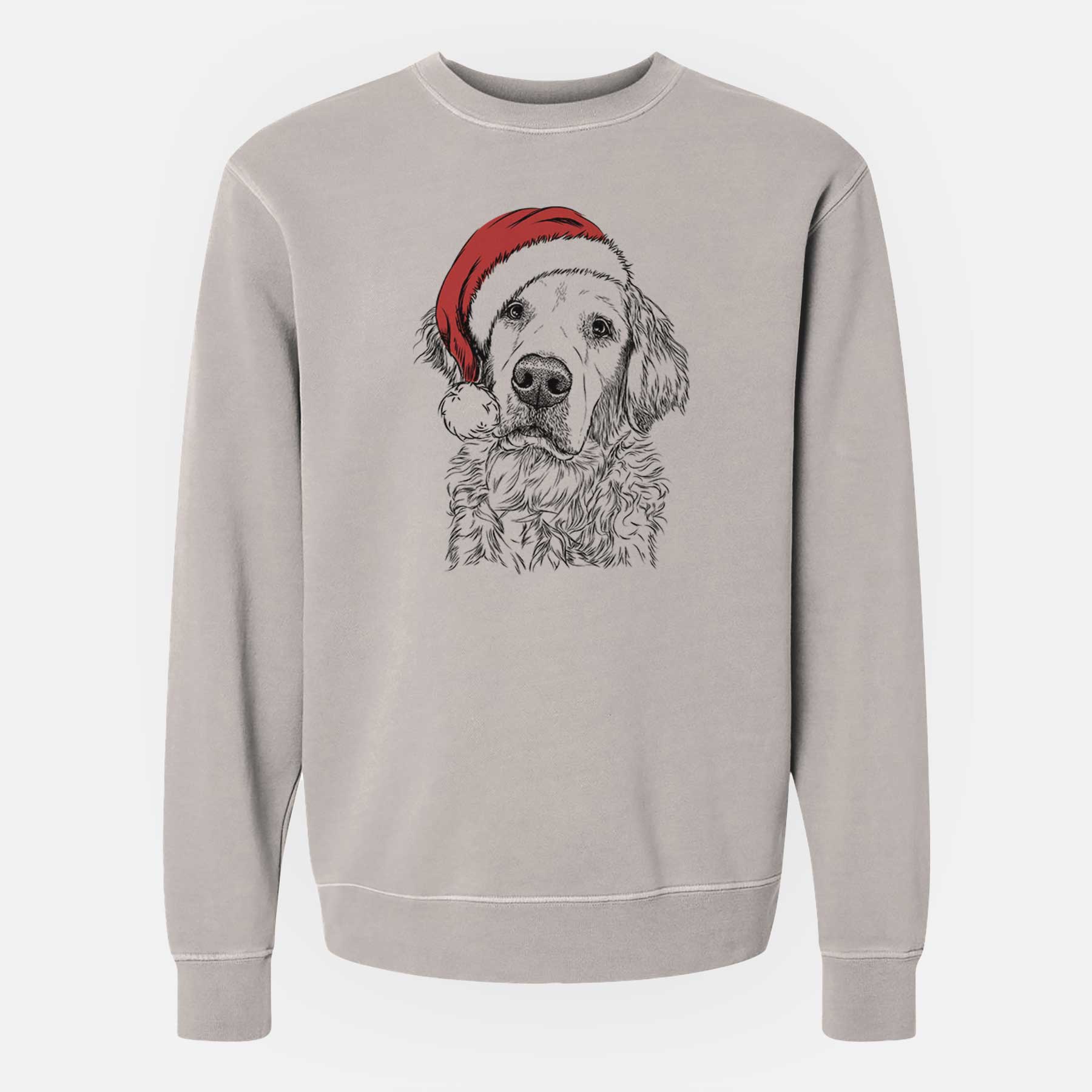 Santa Loganator the Golden Retriever - Unisex Pigment Dyed Crew Sweatshirt