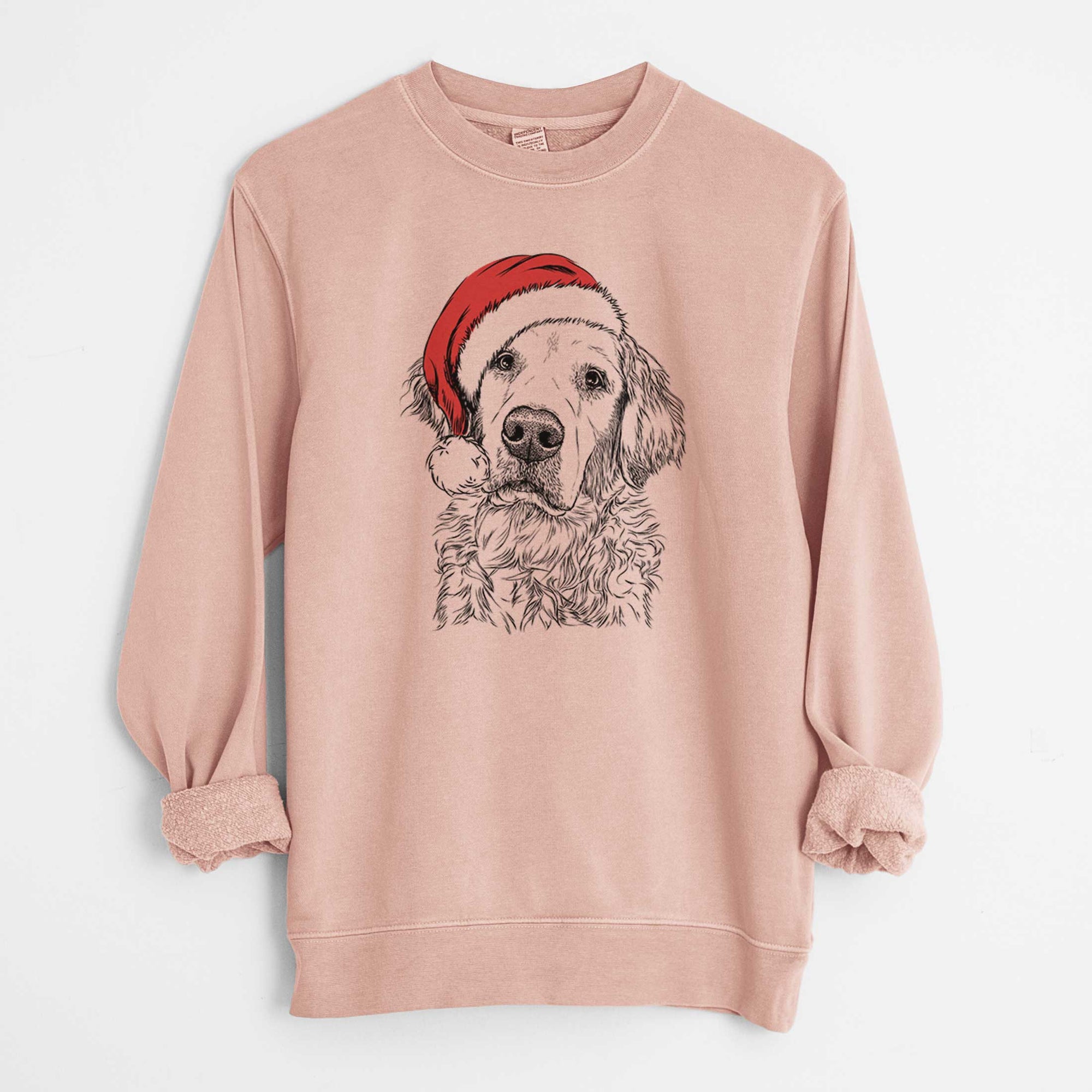 Santa Loganator the Golden Retriever - Unisex Pigment Dyed Crew Sweatshirt