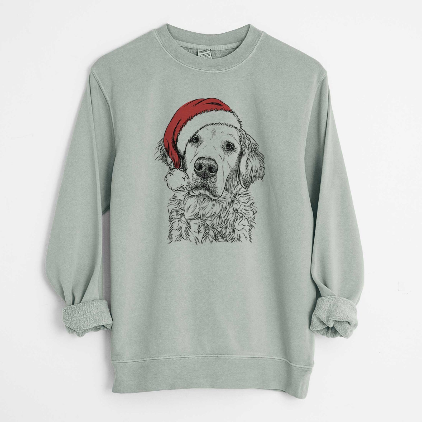 Santa Loganator the Golden Retriever - Unisex Pigment Dyed Crew Sweatshirt