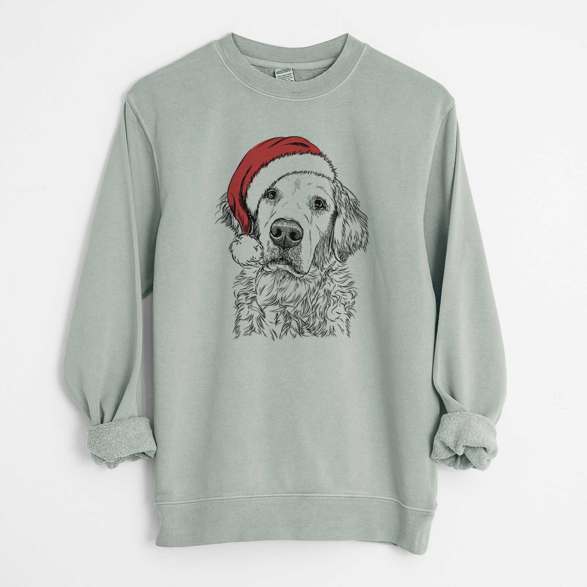 Santa Loganator the Golden Retriever - Unisex Pigment Dyed Crew Sweatshirt