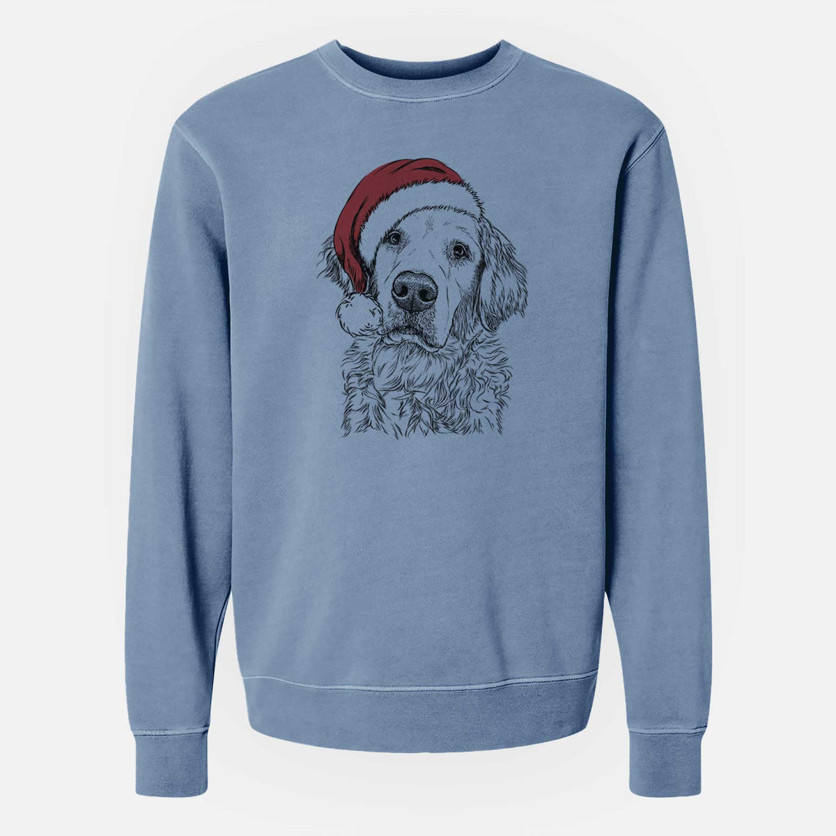 Santa Loganator the Golden Retriever - Unisex Pigment Dyed Crew Sweatshirt