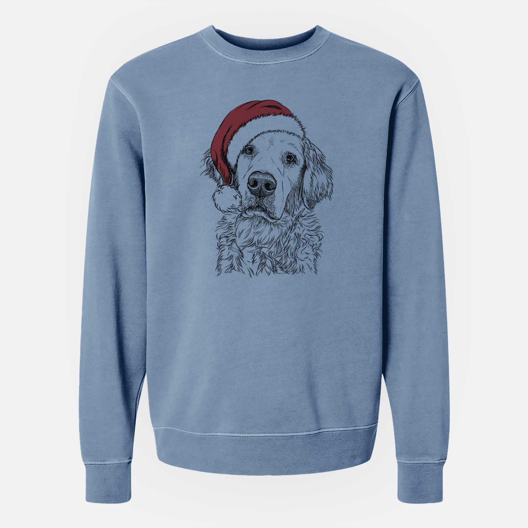 Santa Loganator the Golden Retriever - Unisex Pigment Dyed Crew Sweatshirt