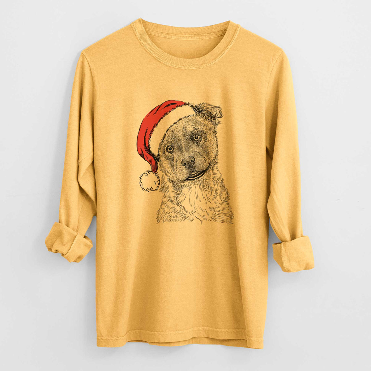Santa Loki Bear the Australian Cattle Dog Mix - Heavyweight 100% Cotton Long Sleeve