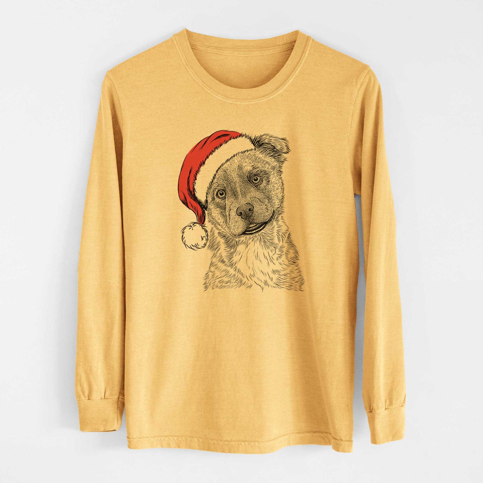 Santa Loki Bear the Australian Cattle Dog Mix - Heavyweight 100% Cotton Long Sleeve