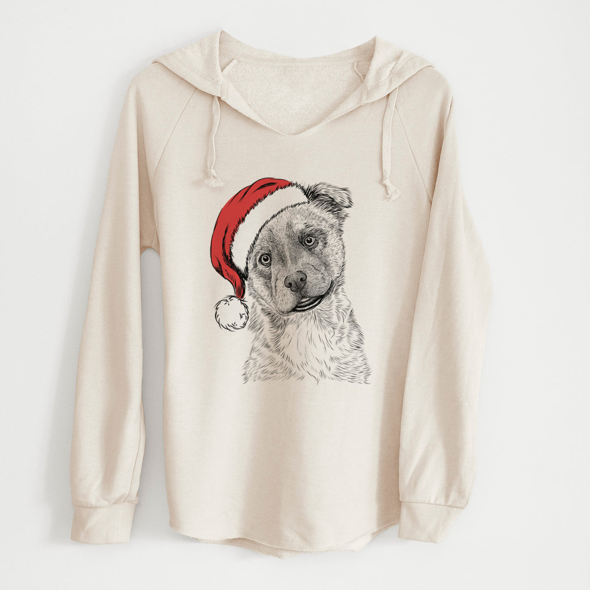 Santa Loki Bear the Australian Cattle Dog Mix - Cali Wave Hooded Sweatshirt