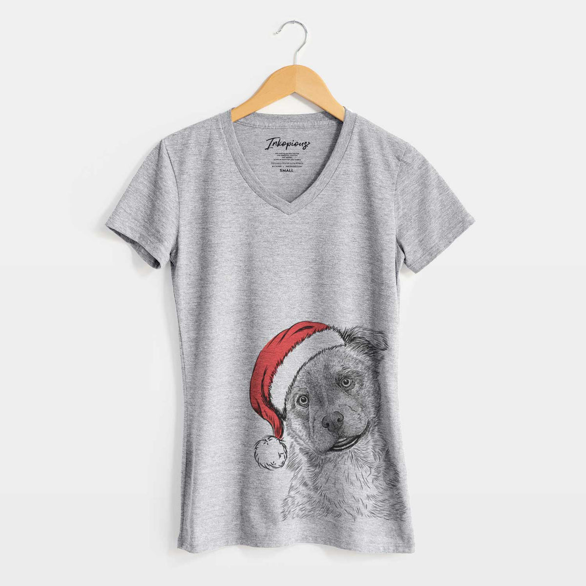 Santa Loki Bear the Australian Cattle Dog Mix - Women's V-neck Shirt
