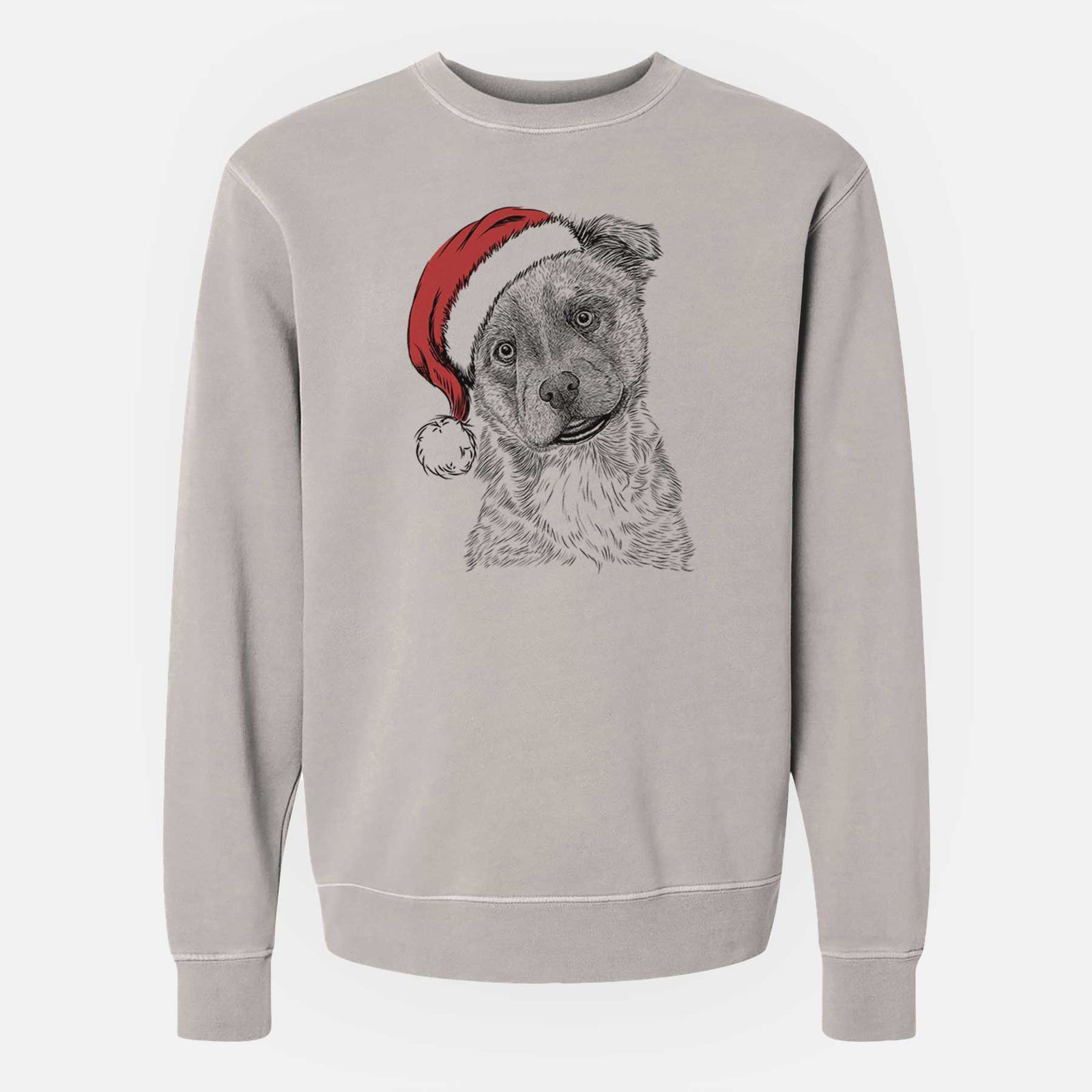 Santa Loki Bear the Australian Cattle Dog Mix - Unisex Pigment Dyed Crew Sweatshirt