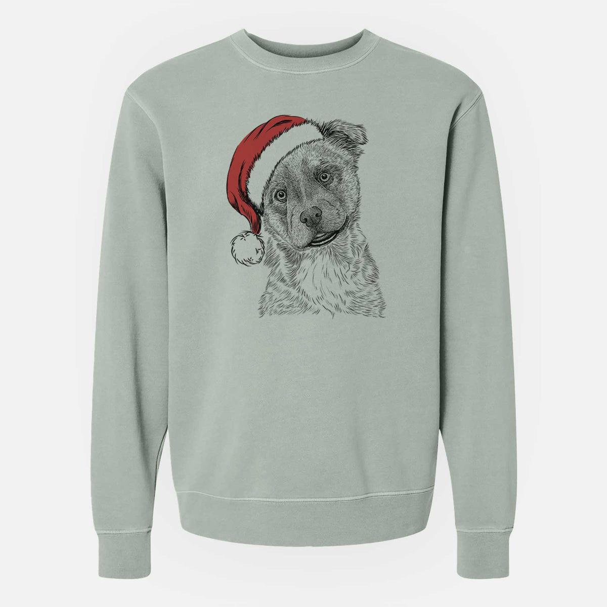 Santa Loki Bear the Australian Cattle Dog Mix - Unisex Pigment Dyed Crew Sweatshirt