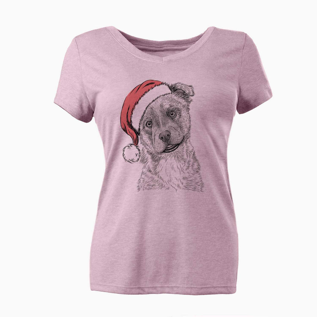 Santa Loki Bear the Australian Cattle Dog Mix - Women's V-neck Shirt