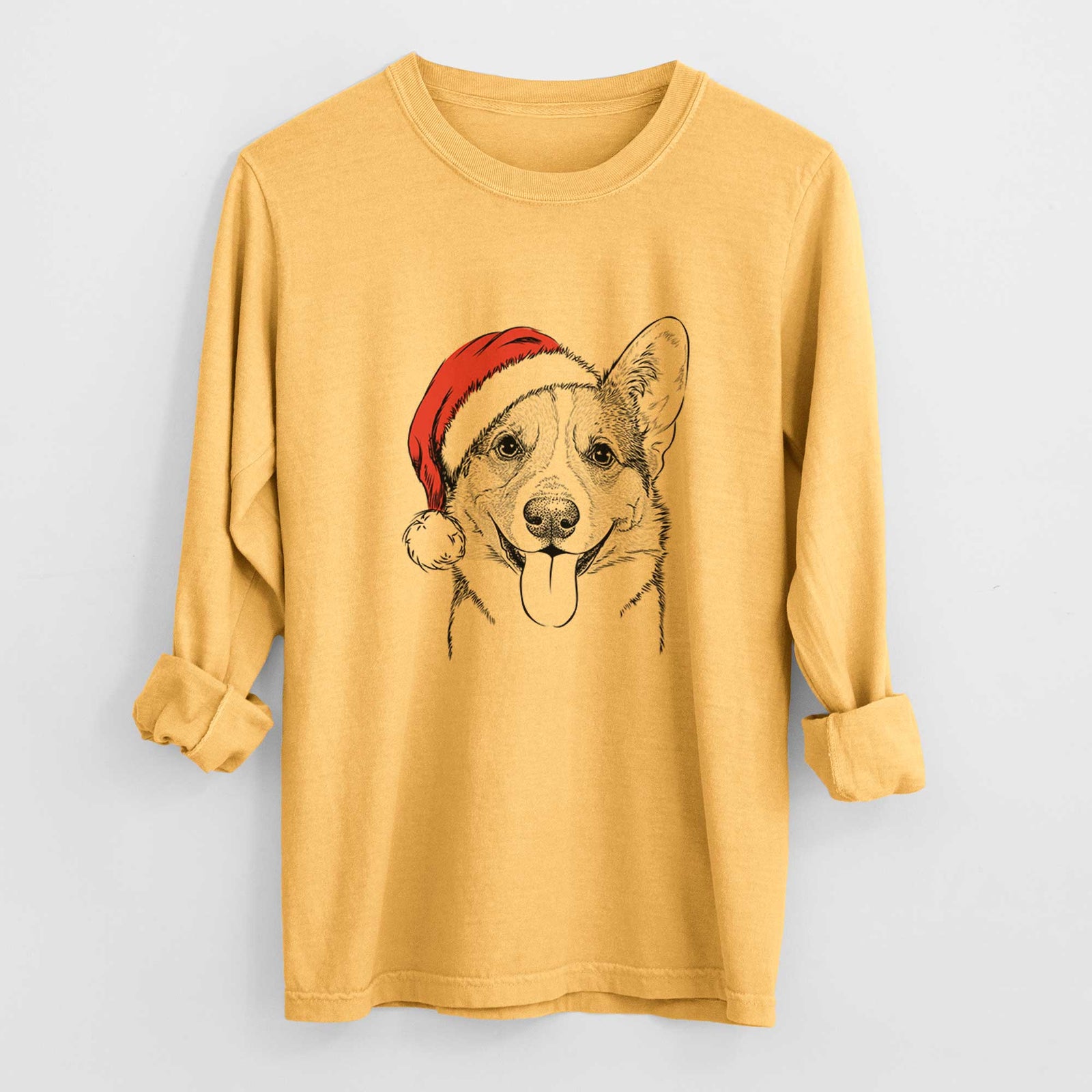 Santa Loki the Corgi - Heavyweight 100% Cotton Long Sleeve