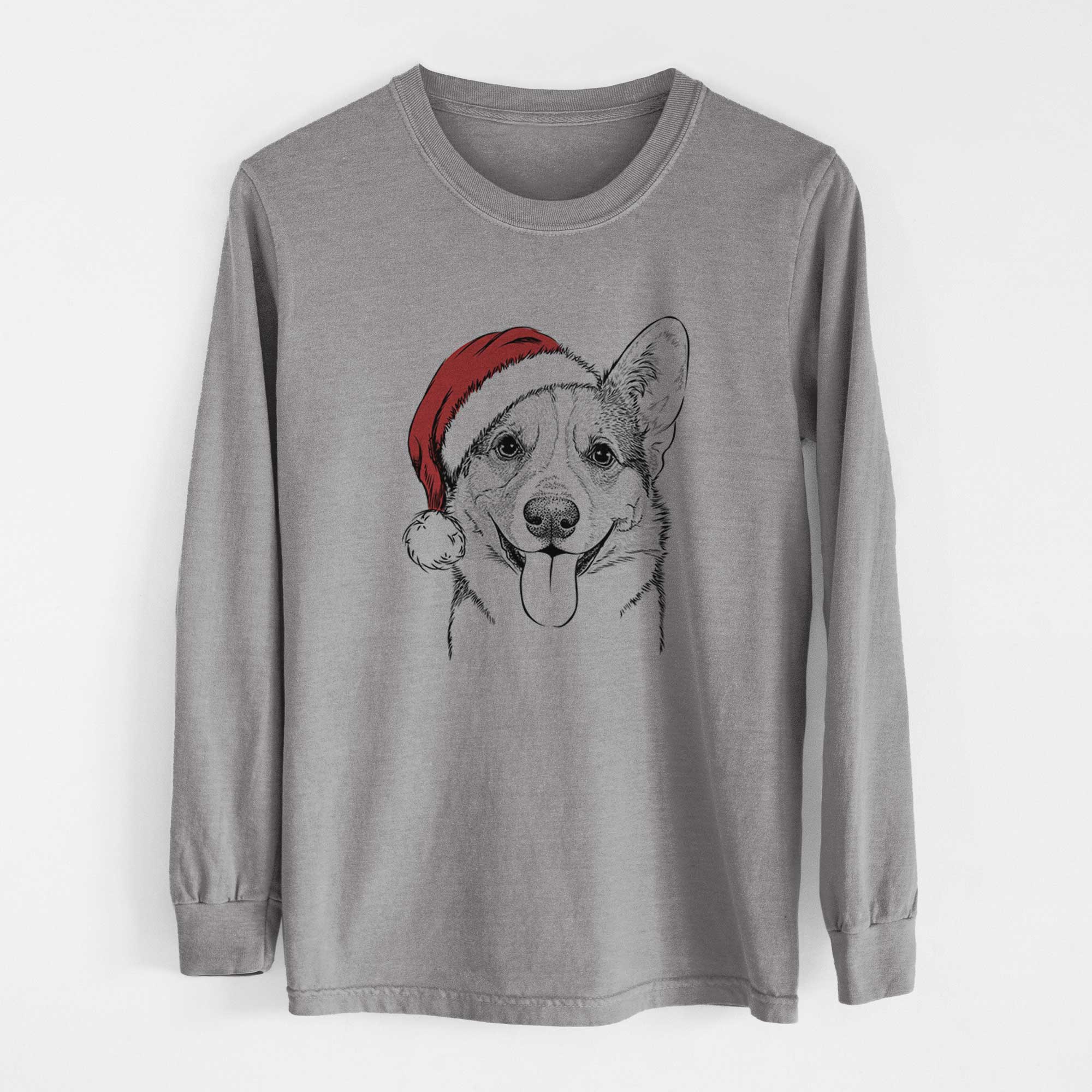 Santa Loki the Corgi - Heavyweight 100% Cotton Long Sleeve