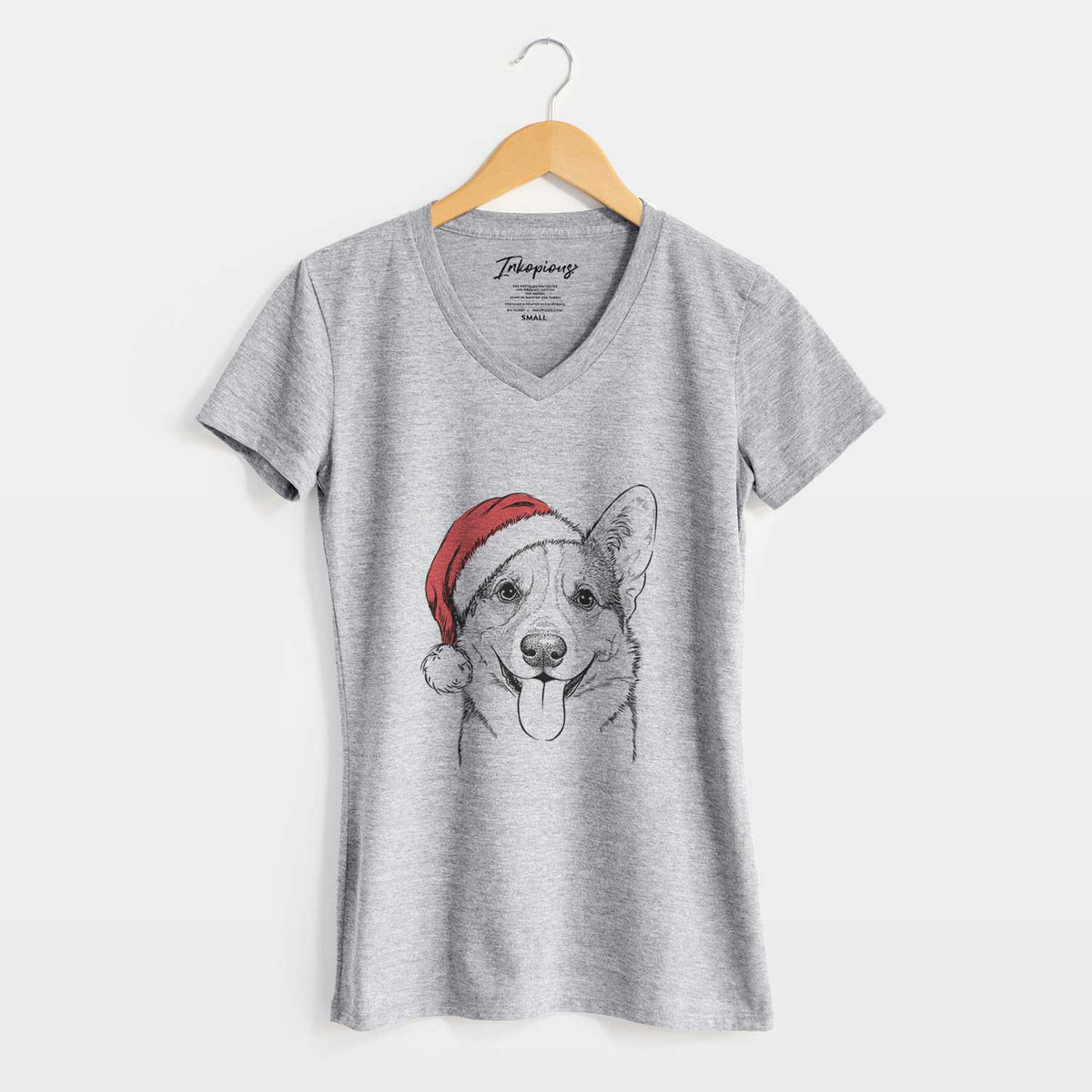 Santa Loki the Corgi - Women's V-neck Shirt