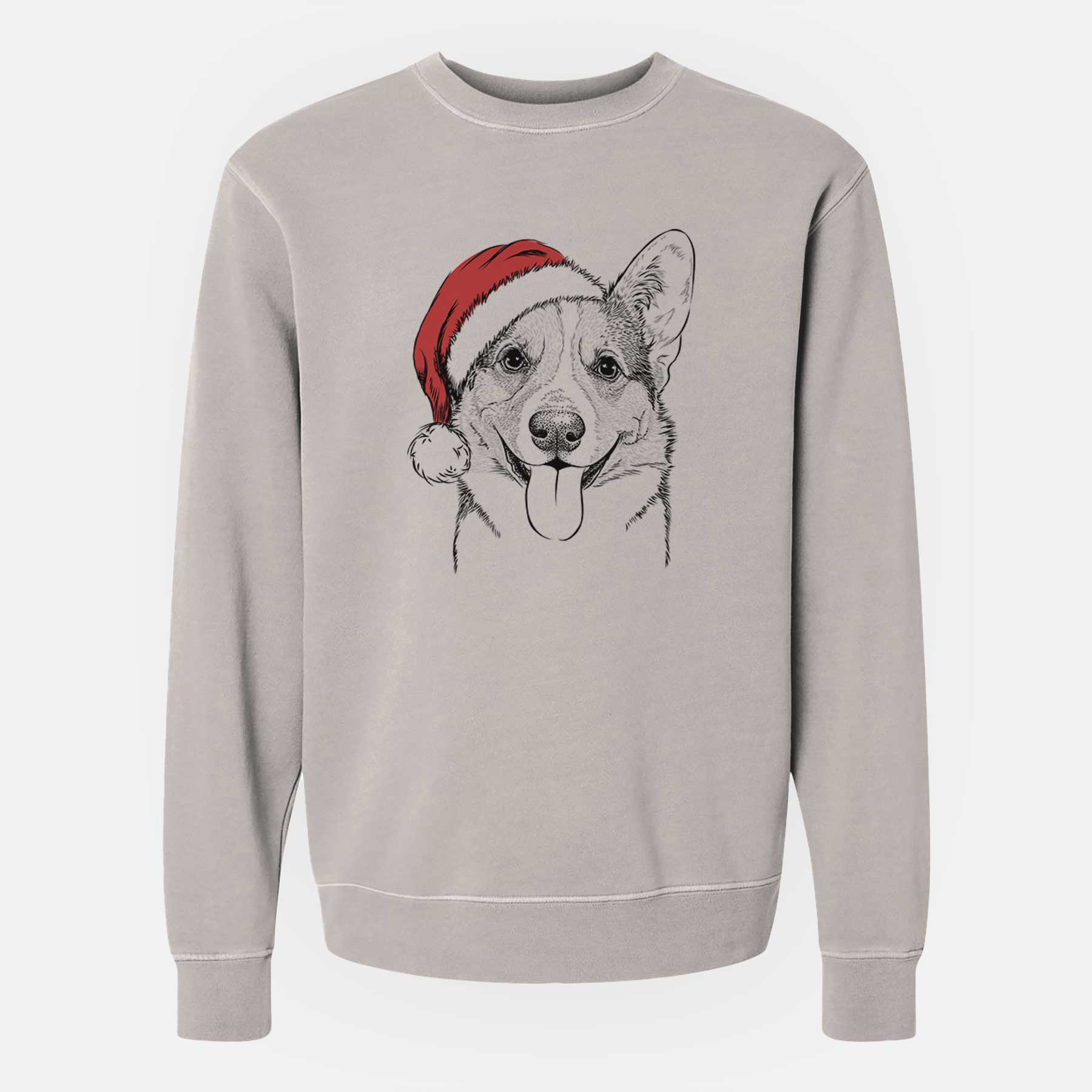 Santa Loki the Corgi - Unisex Pigment Dyed Crew Sweatshirt
