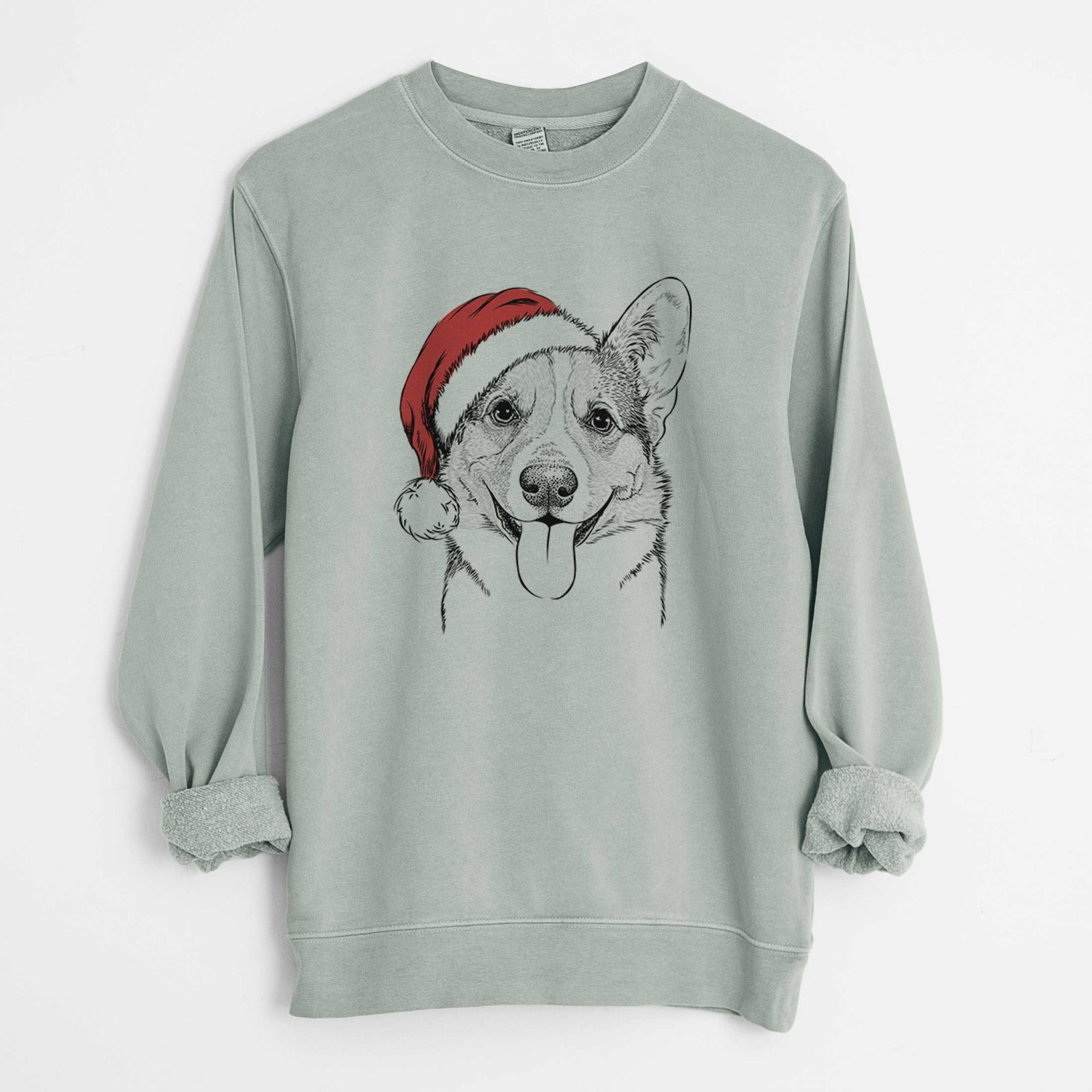 Santa Loki the Corgi - Unisex Pigment Dyed Crew Sweatshirt