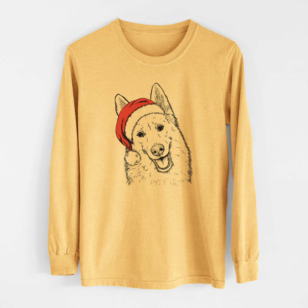 Santa Loki the Husky Shepherd Mix - Heavyweight 100% Cotton Long Sleeve