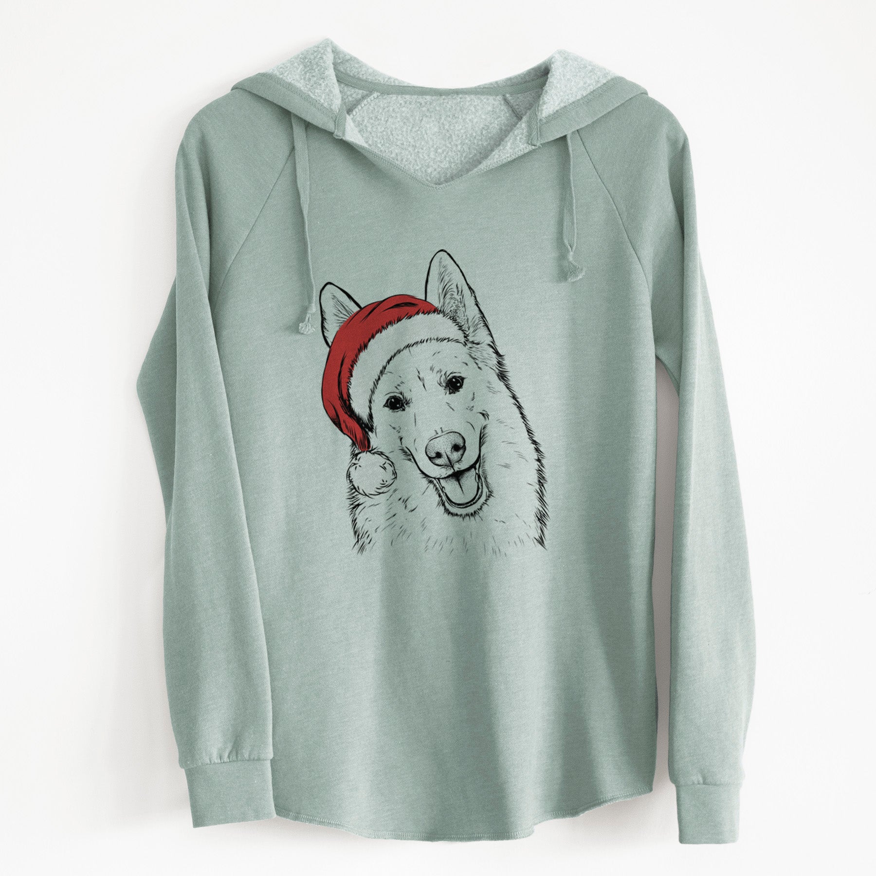 Santa Loki the Husky Shepherd Mix - Cali Wave Hooded Sweatshirt