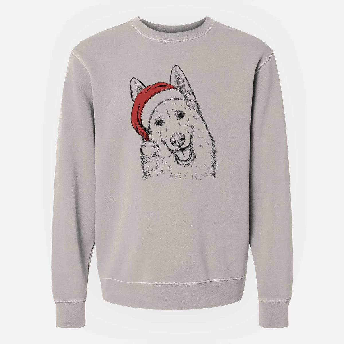Santa Loki the Husky Shepherd Mix - Unisex Pigment Dyed Crew Sweatshirt