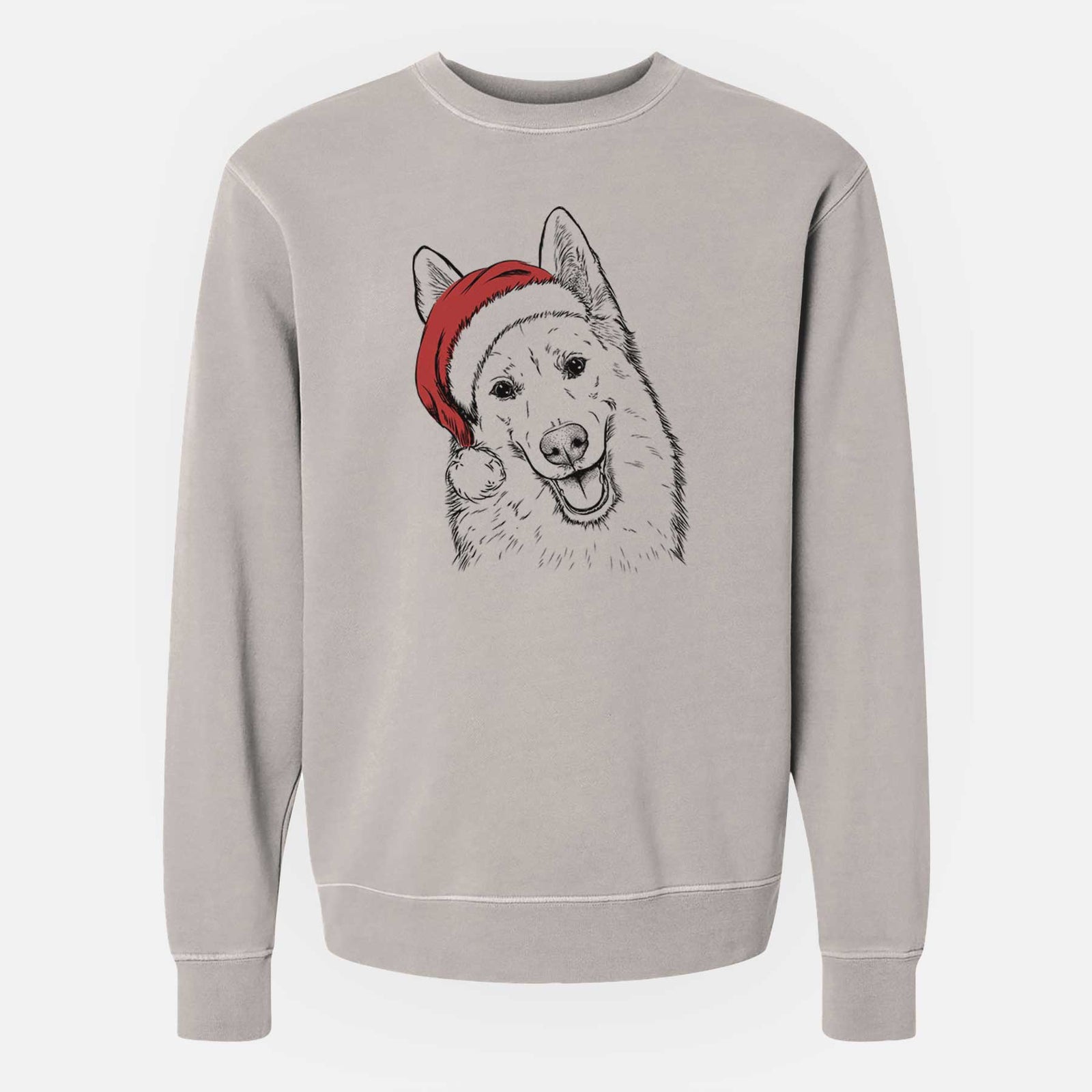 Santa Loki the Husky Shepherd Mix - Unisex Pigment Dyed Crew Sweatshirt