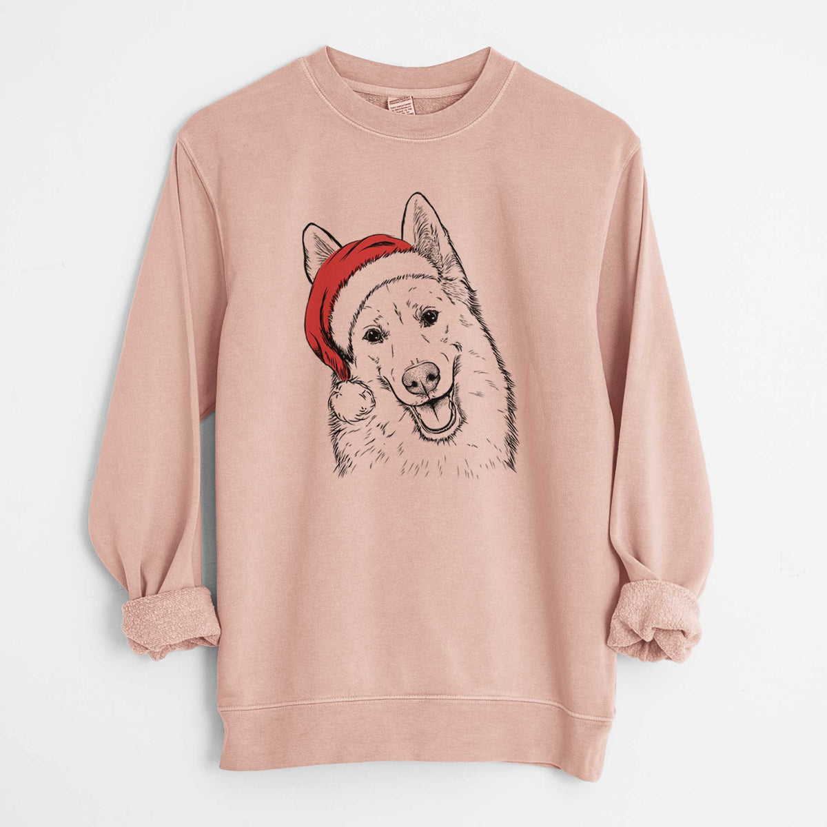 Santa Loki the Husky Shepherd Mix - Unisex Pigment Dyed Crew Sweatshirt