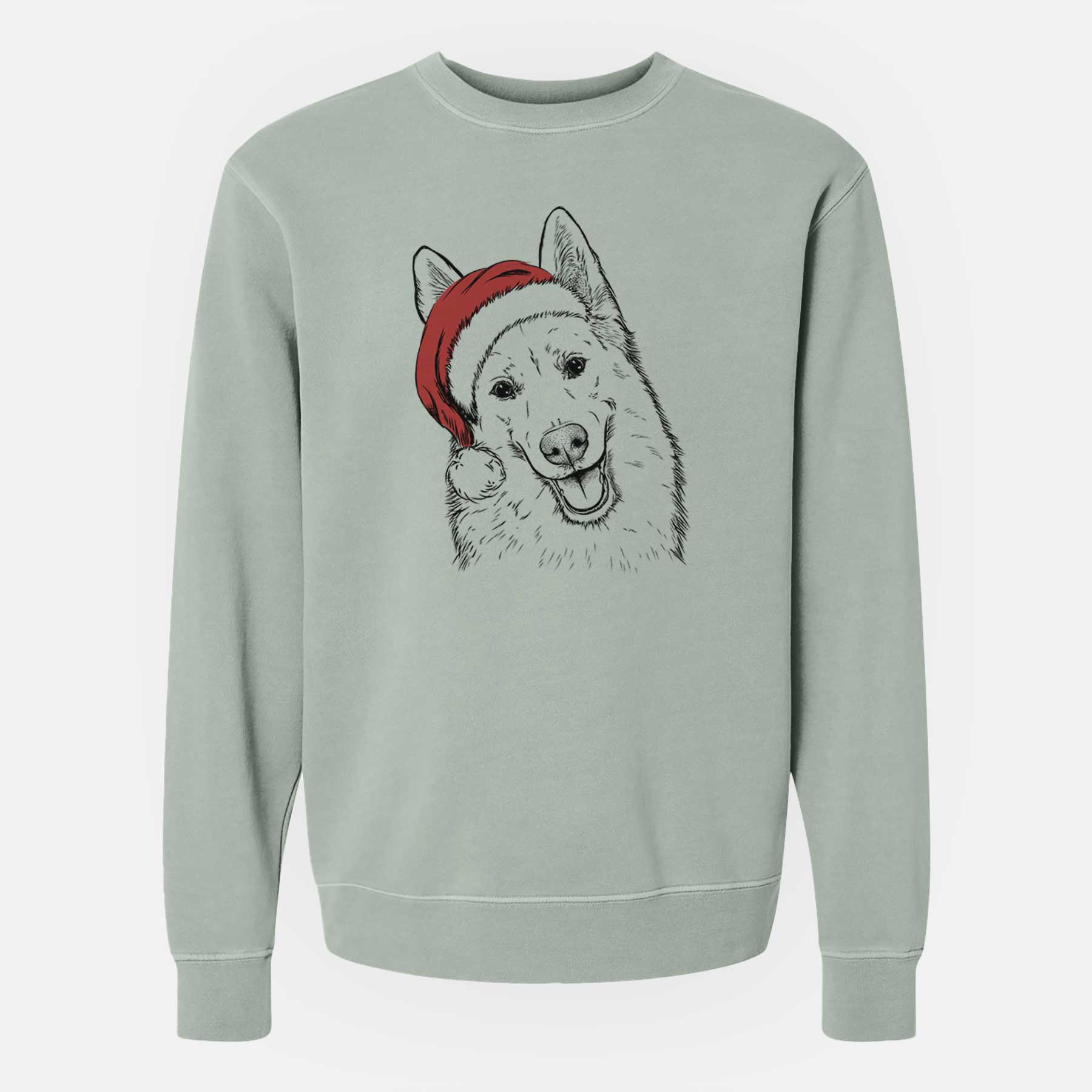 Santa Loki the Husky Shepherd Mix - Unisex Pigment Dyed Crew Sweatshirt