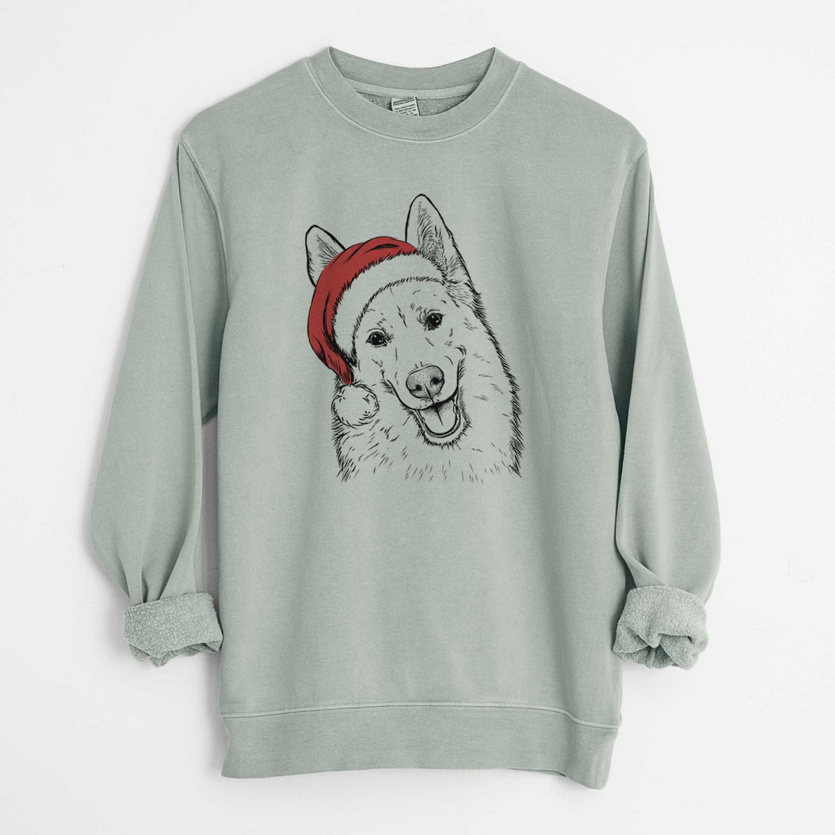Santa Loki the Husky Shepherd Mix - Unisex Pigment Dyed Crew Sweatshirt
