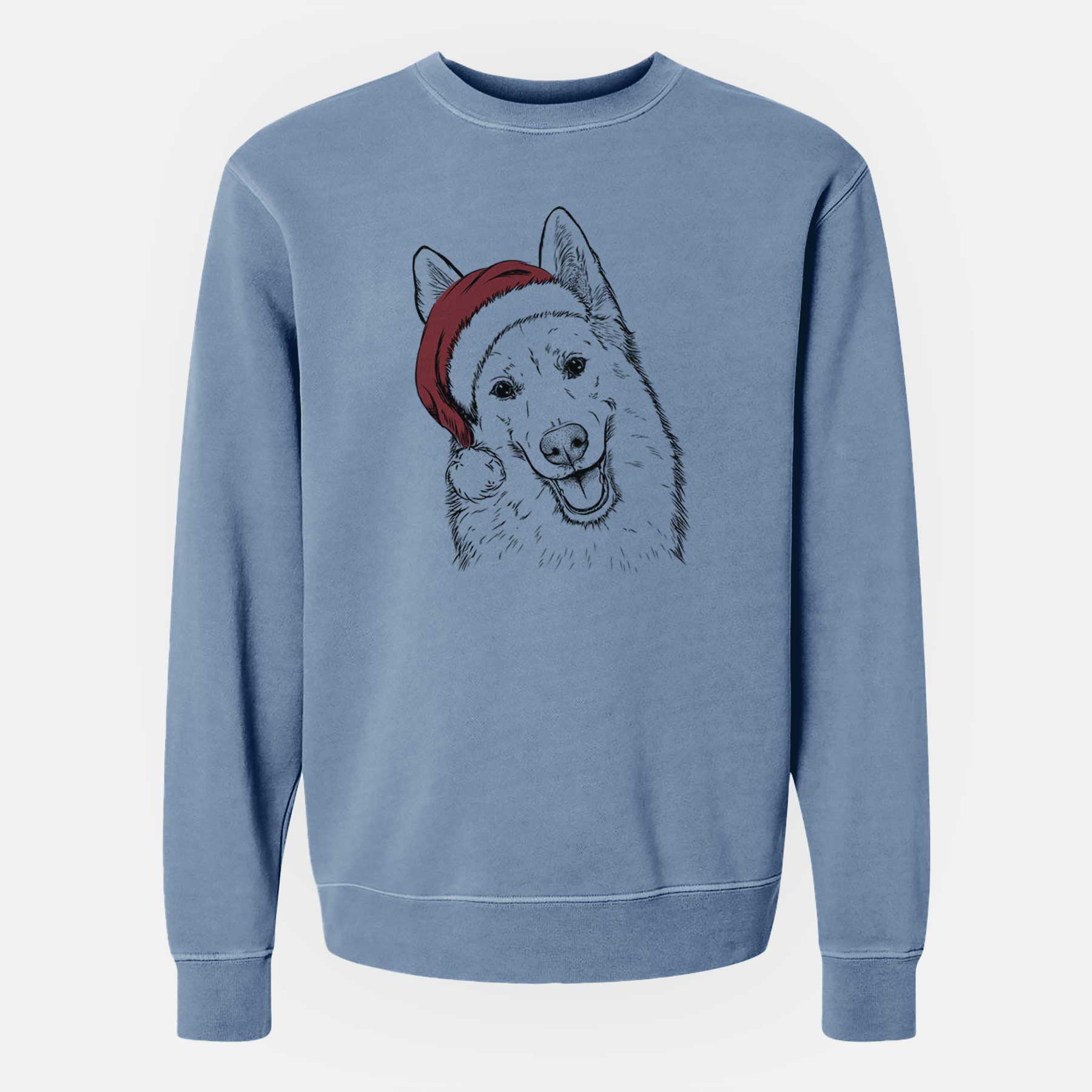 Santa Loki the Husky Shepherd Mix - Unisex Pigment Dyed Crew Sweatshirt