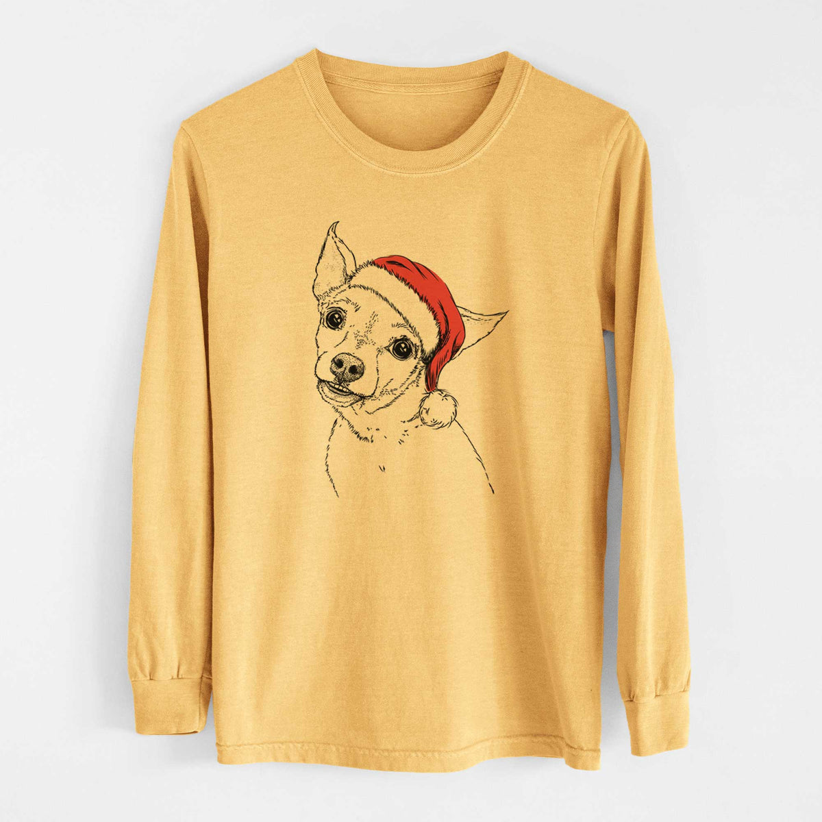 Santa Lola the Chiweenie - Heavyweight 100% Cotton Long Sleeve