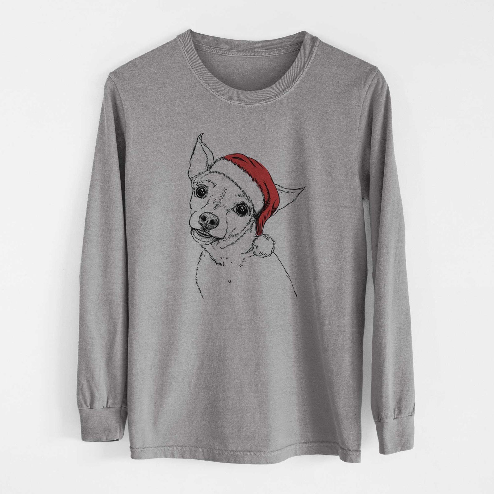 Santa Lola the Chiweenie - Heavyweight 100% Cotton Long Sleeve