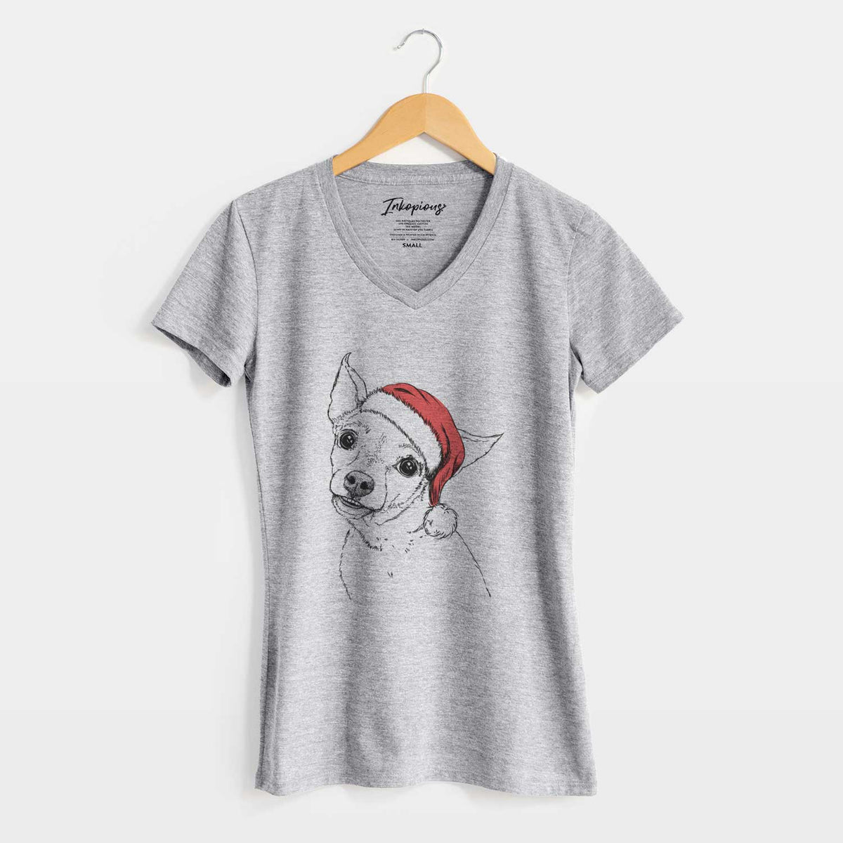 Santa Lola the Chiweenie - Women's V-neck Shirt