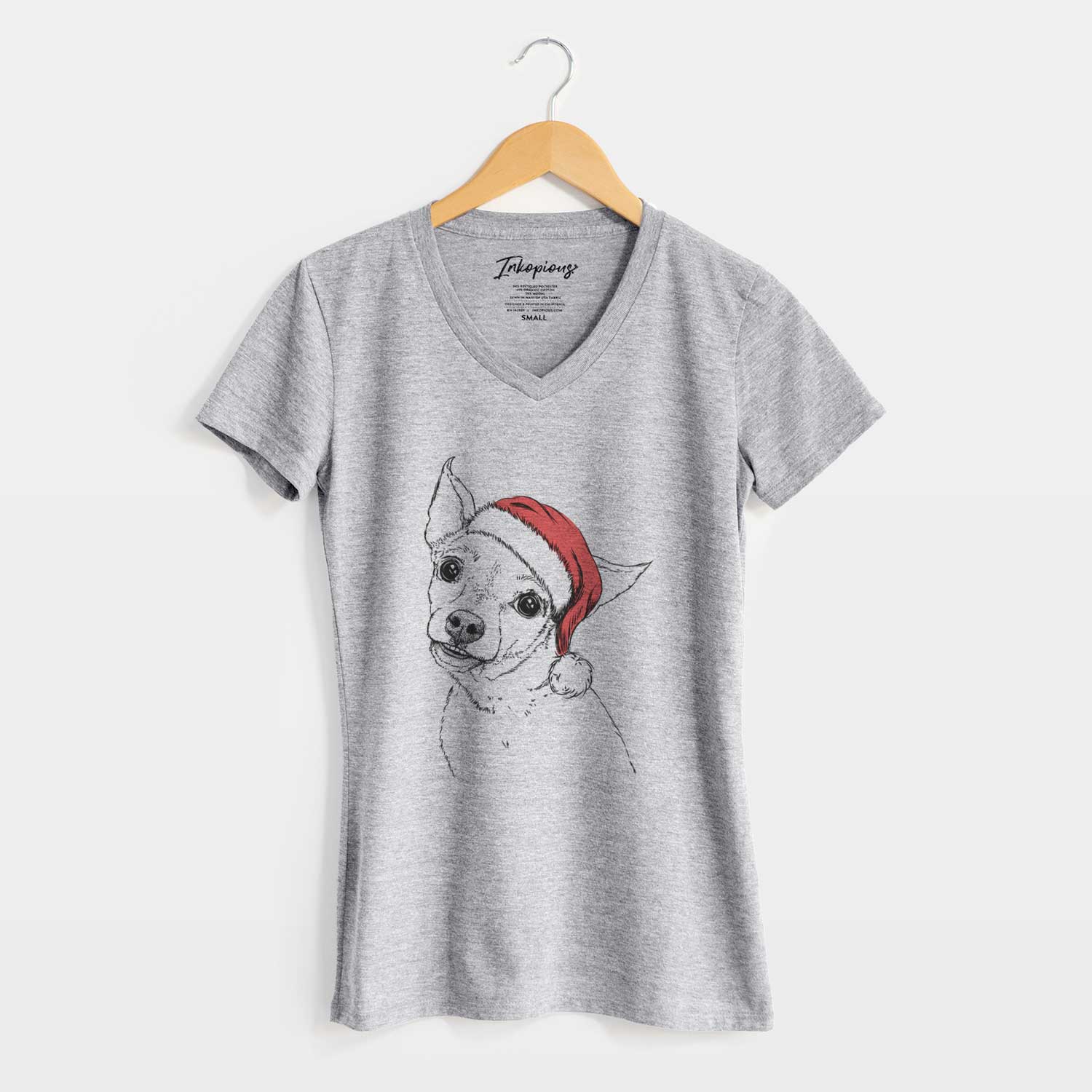 Santa Lola the Chiweenie - Women's V-neck Shirt