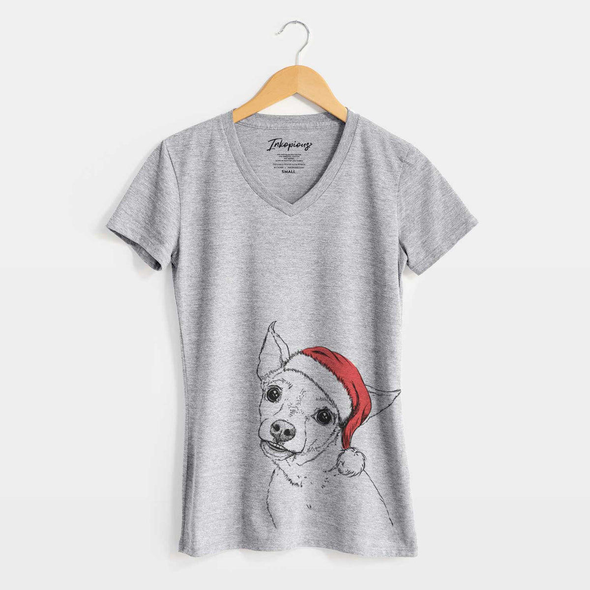 Santa Lola the Chiweenie - Women's V-neck Shirt