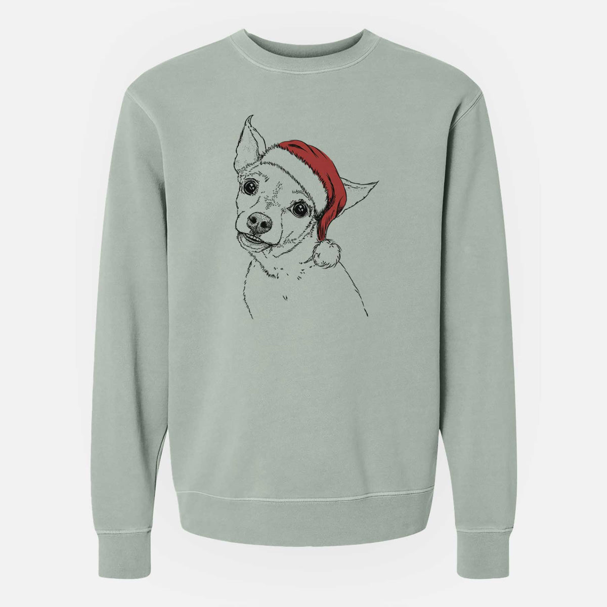Santa Lola the Chiweenie - Unisex Pigment Dyed Crew Sweatshirt