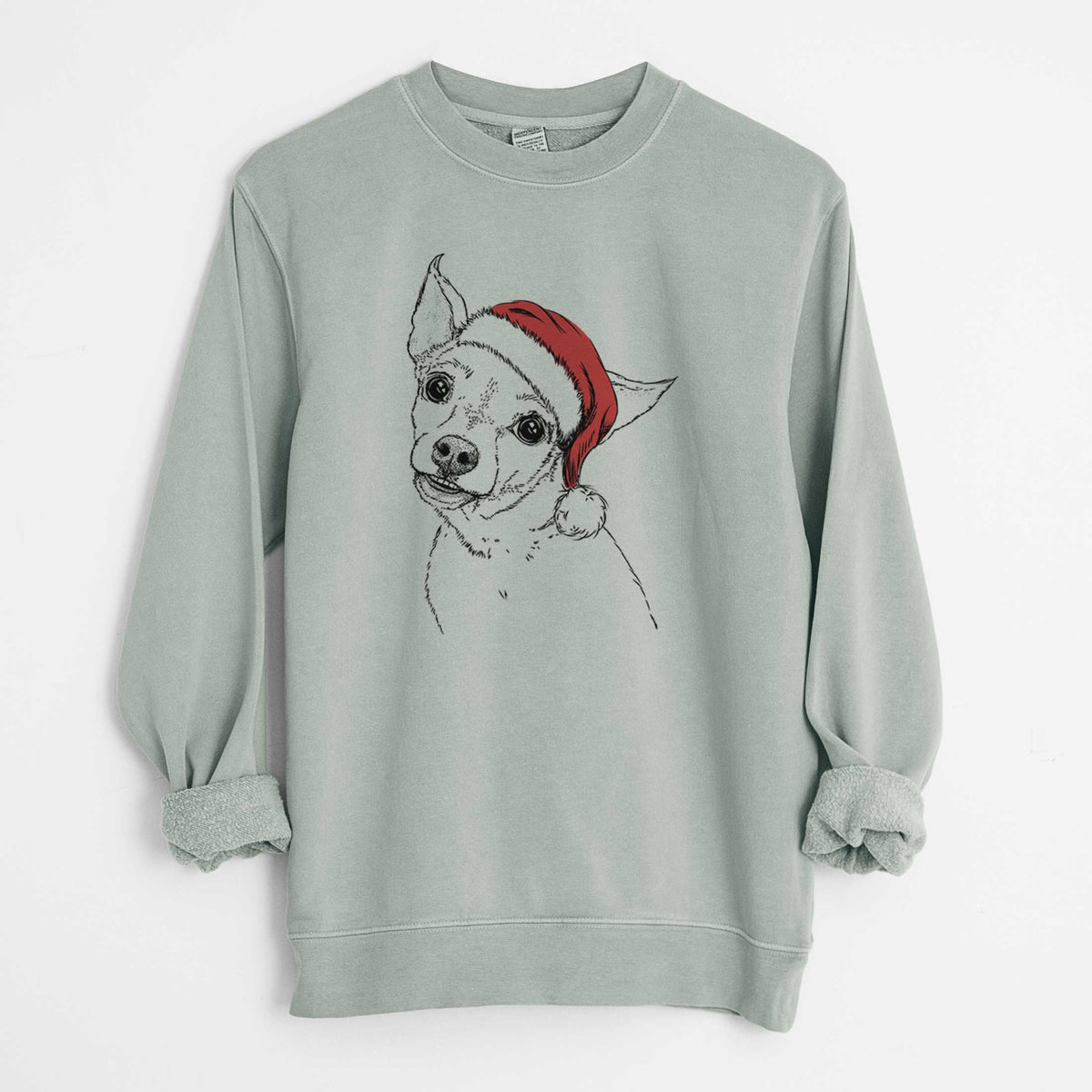 Santa Lola the Chiweenie - Unisex Pigment Dyed Crew Sweatshirt
