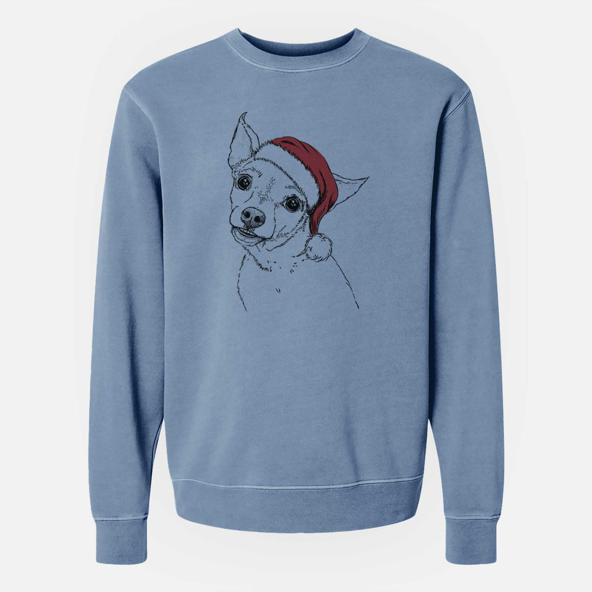 Santa Lola the Chiweenie - Unisex Pigment Dyed Crew Sweatshirt