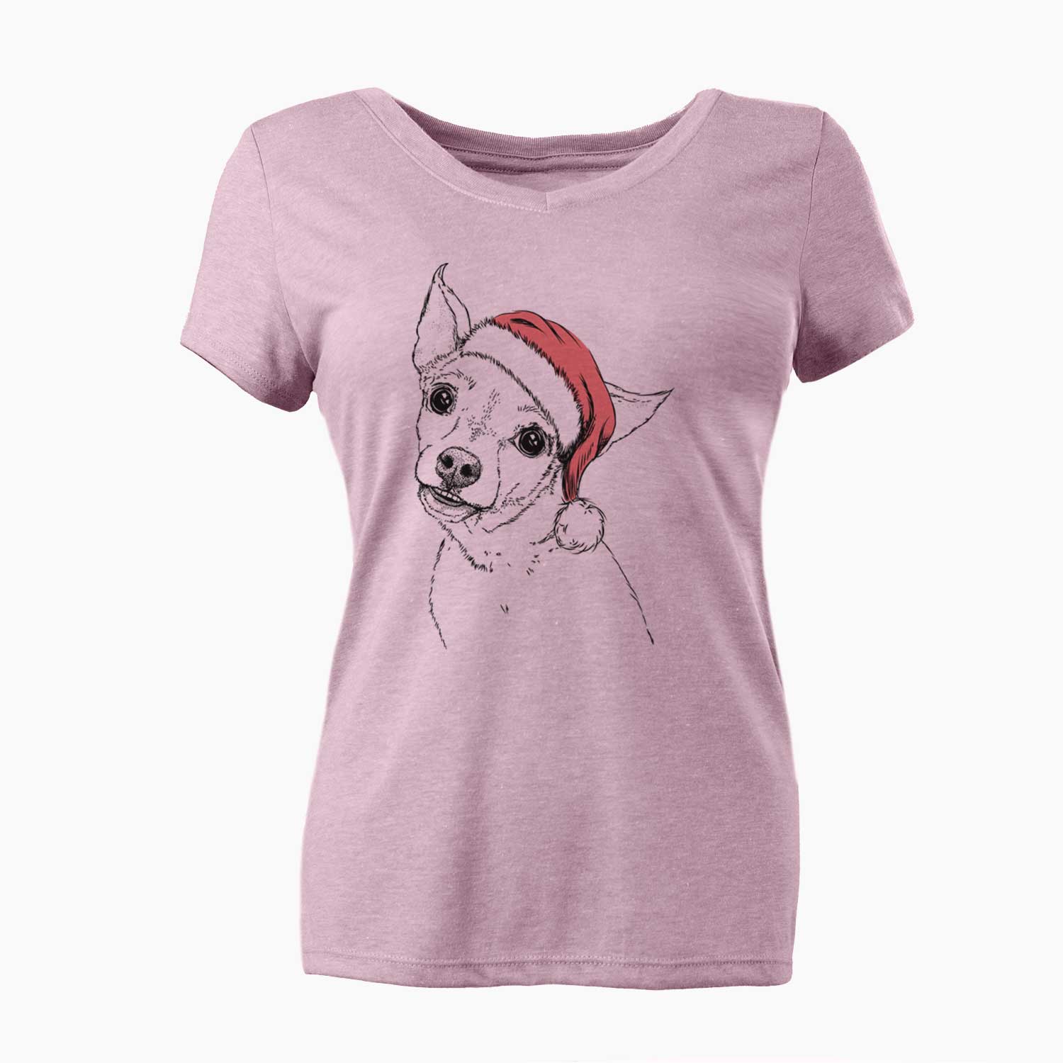 Santa Lola the Chiweenie - Women's V-neck Shirt
