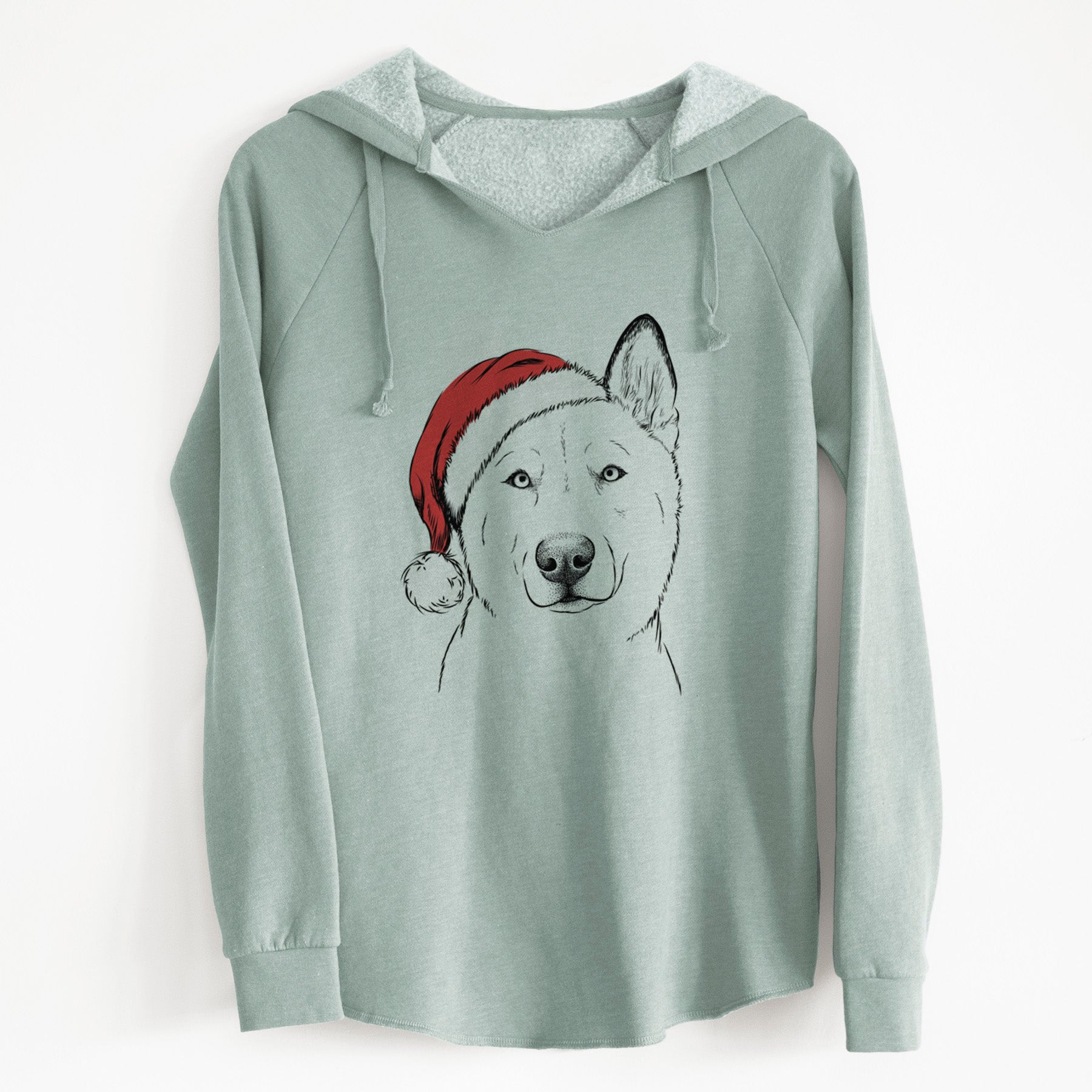 Santa London the Siberian Husky - Cali Wave Hooded Sweatshirt