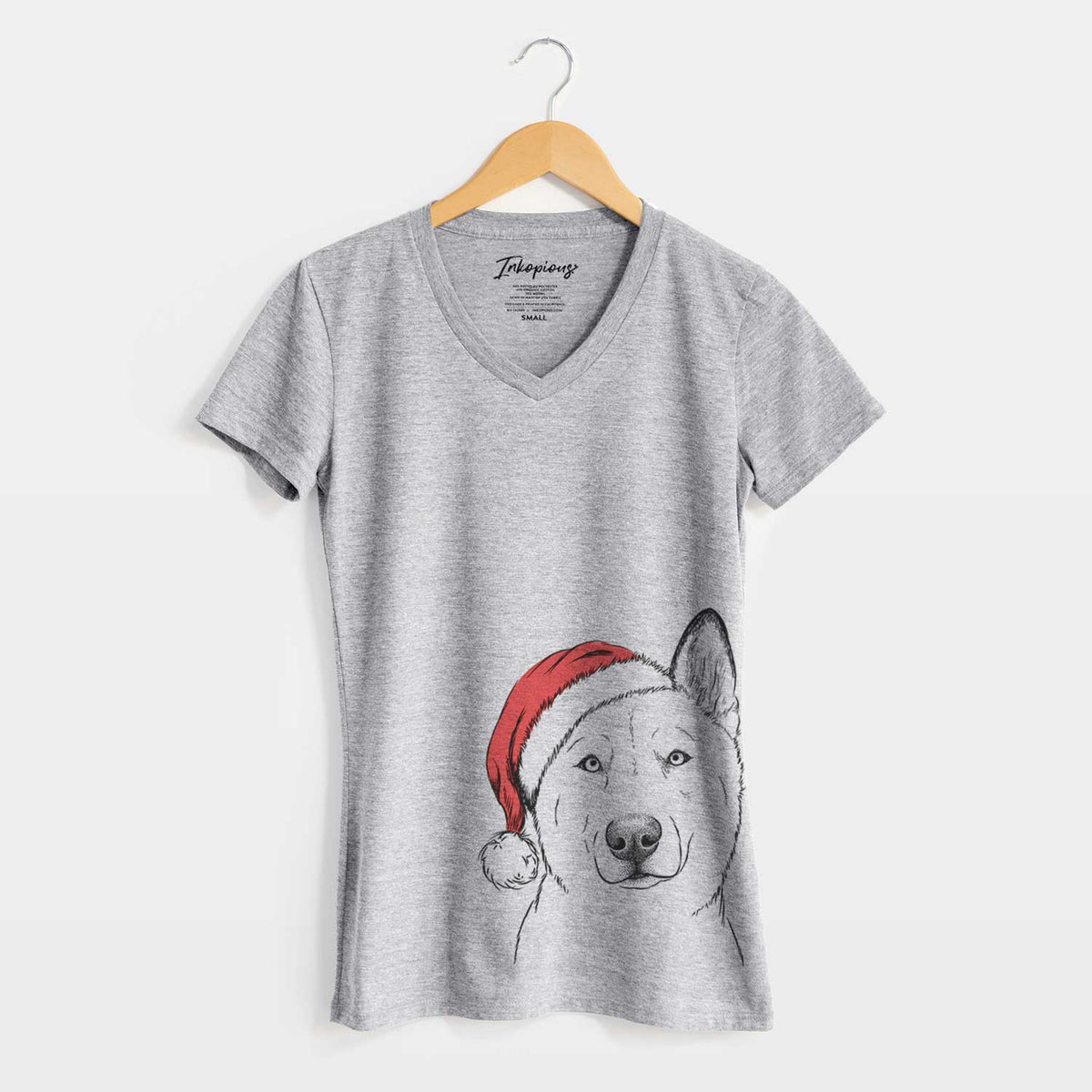 Santa London the Siberian Husky - Women's V-neck Shirt