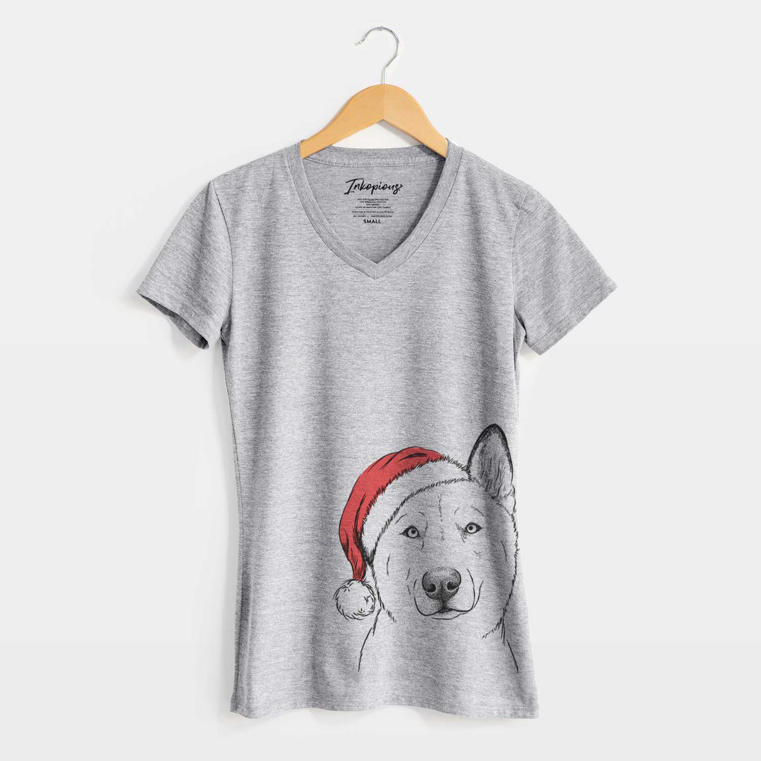 Santa London the Siberian Husky - Women's V-neck Shirt